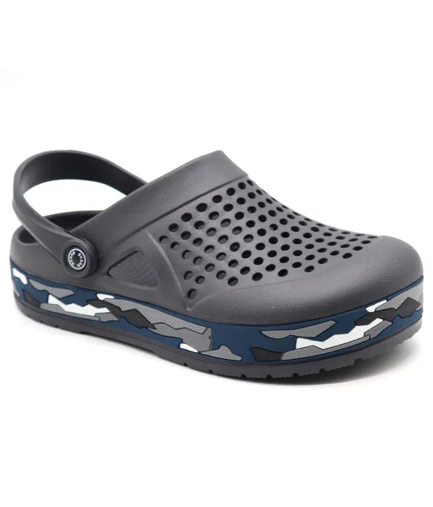 SVAAR Men's Super Stylish Clogs || Sandals with Adjustable Back Strap for Men- Grey