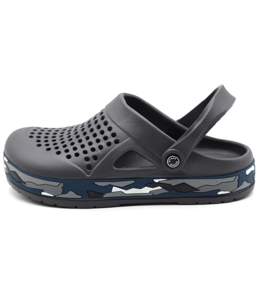 SVAAR Men's Super Stylish Clogs || Sandals with Adjustable Back Strap for Men- Grey