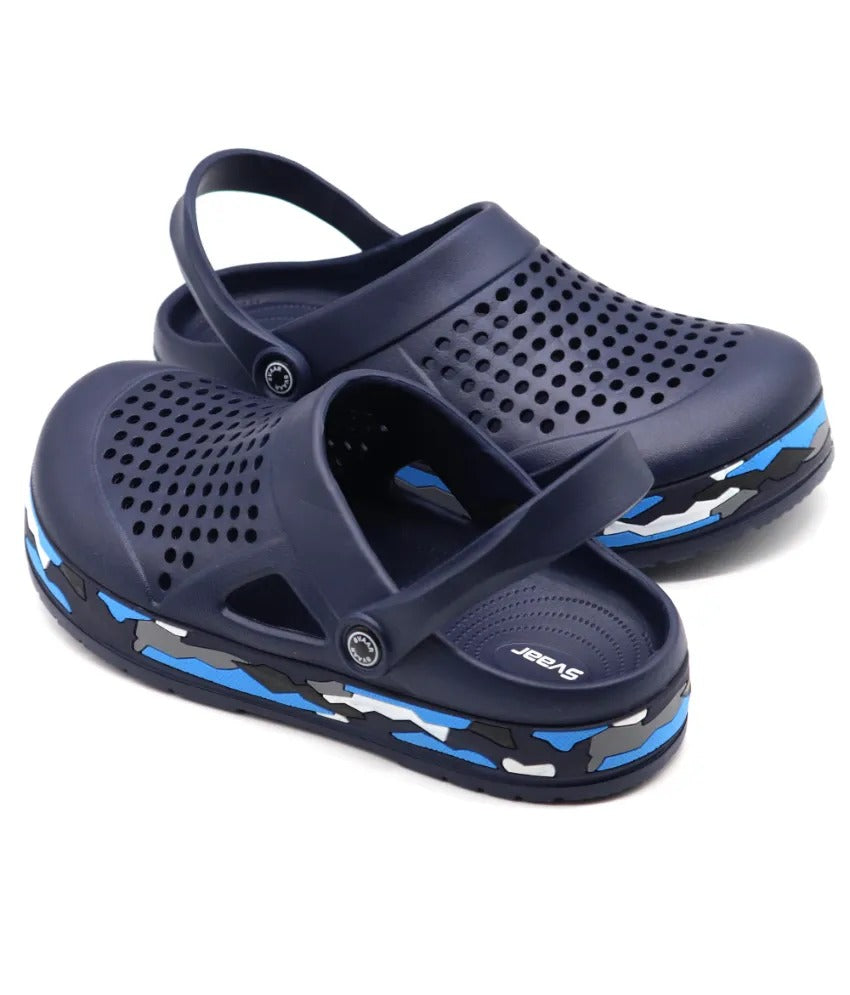 SVAAR Men's Super Stylish Clogs || Sandals with Adjustable Back Strap for Men- Navy