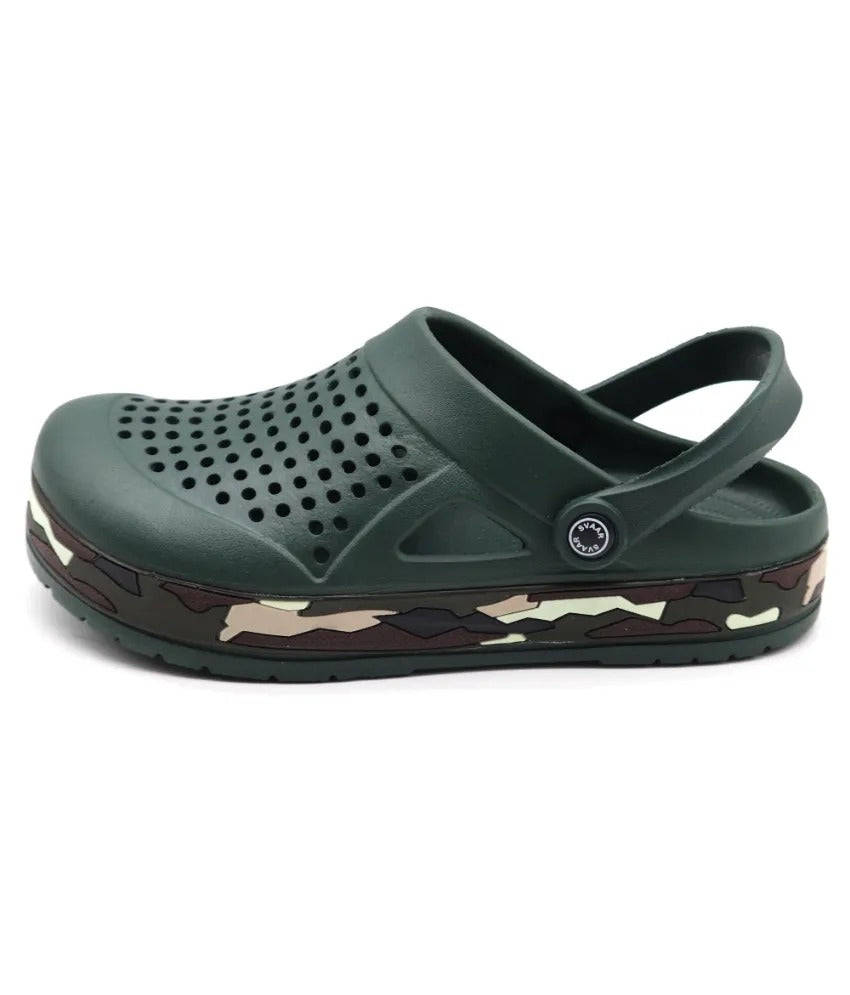 SVAAR Men's Super Stylish Clogs || Sandals with Adjustable Back Strap for Men- Olive