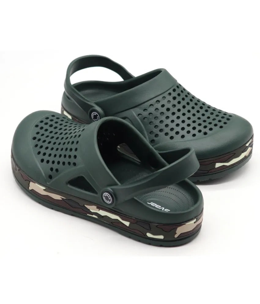 SVAAR Men's Super Stylish Clogs || Sandals with Adjustable Back Strap for Men- Olive