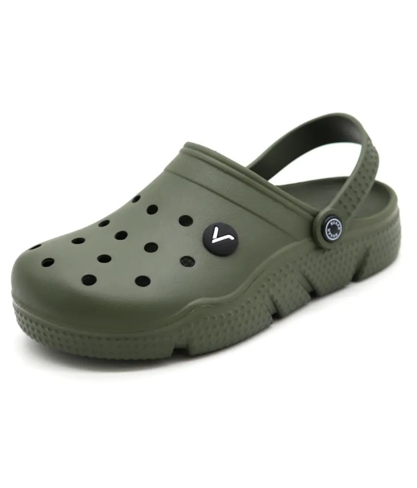 SVAAR Men's Super Comfortable Clogs || Sandals with Adjustable Back Strap for Men-Olive