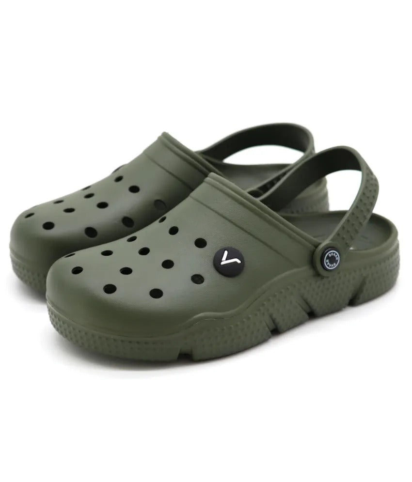 SVAAR Men's Super Comfortable Clogs || Sandals with Adjustable Back Strap for Men-Olive