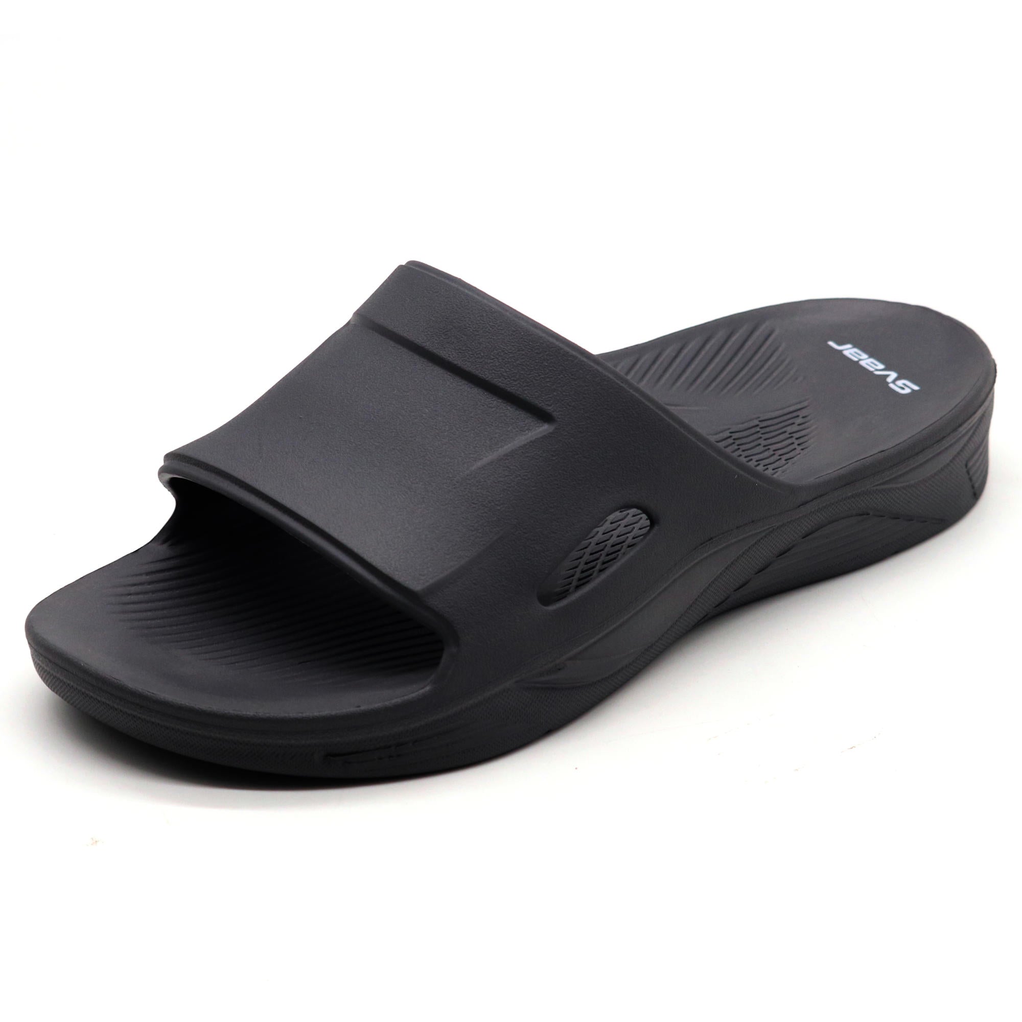 SVAAR EveryWear Sliders for Men || Comfortable Indoor Outdoor Slider Slip-on Slippers for Men and Boys-Black