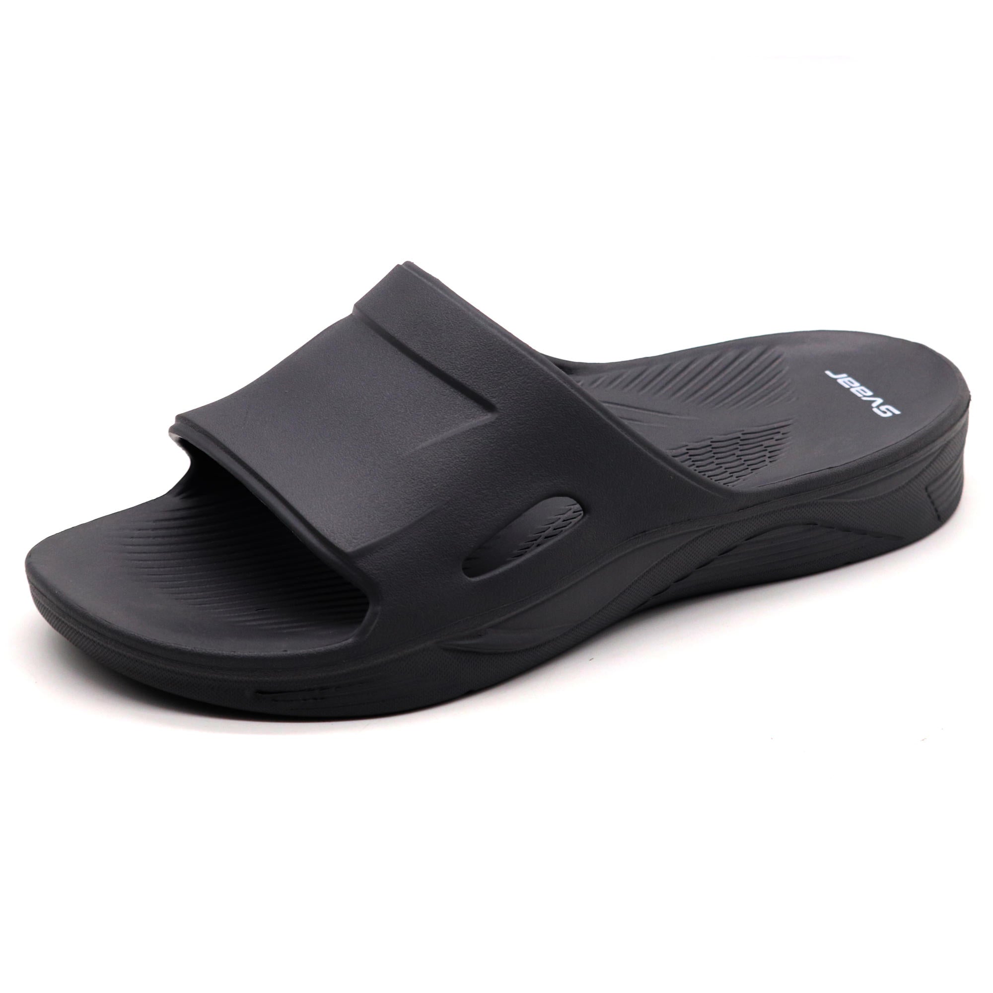SVAAR EveryWear Sliders for Men || Comfortable Indoor Outdoor Slider Slip-on Slippers for Men and Boys-Black