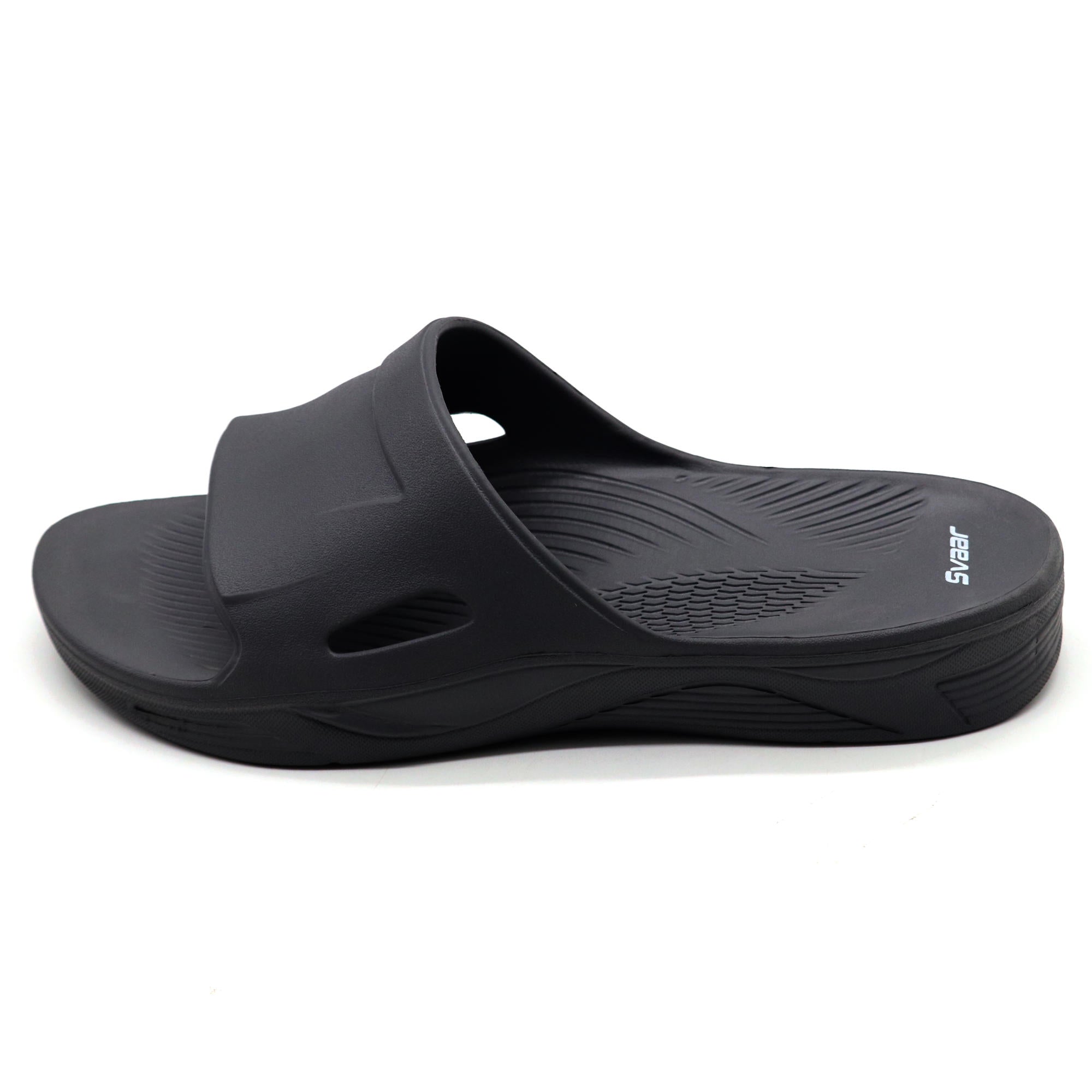 SVAAR EveryWear Sliders for Men || Comfortable Indoor Outdoor Slider Slip-on Slippers for Men and Boys-Black