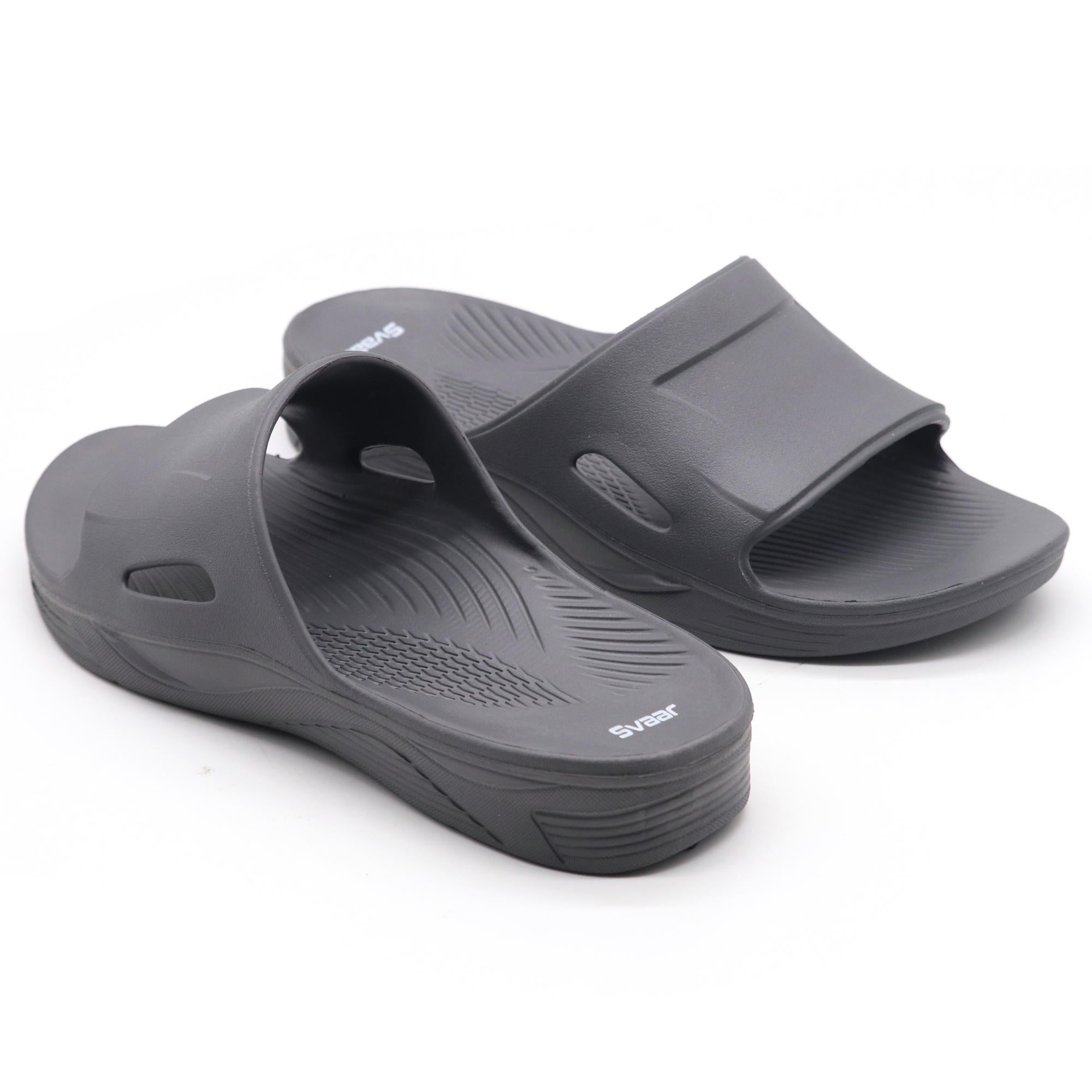 SVAAR EveryWear Sliders for Men || Comfortable Indoor Outdoor Slider Slip-on Slippers for Men and Boys- Grey
