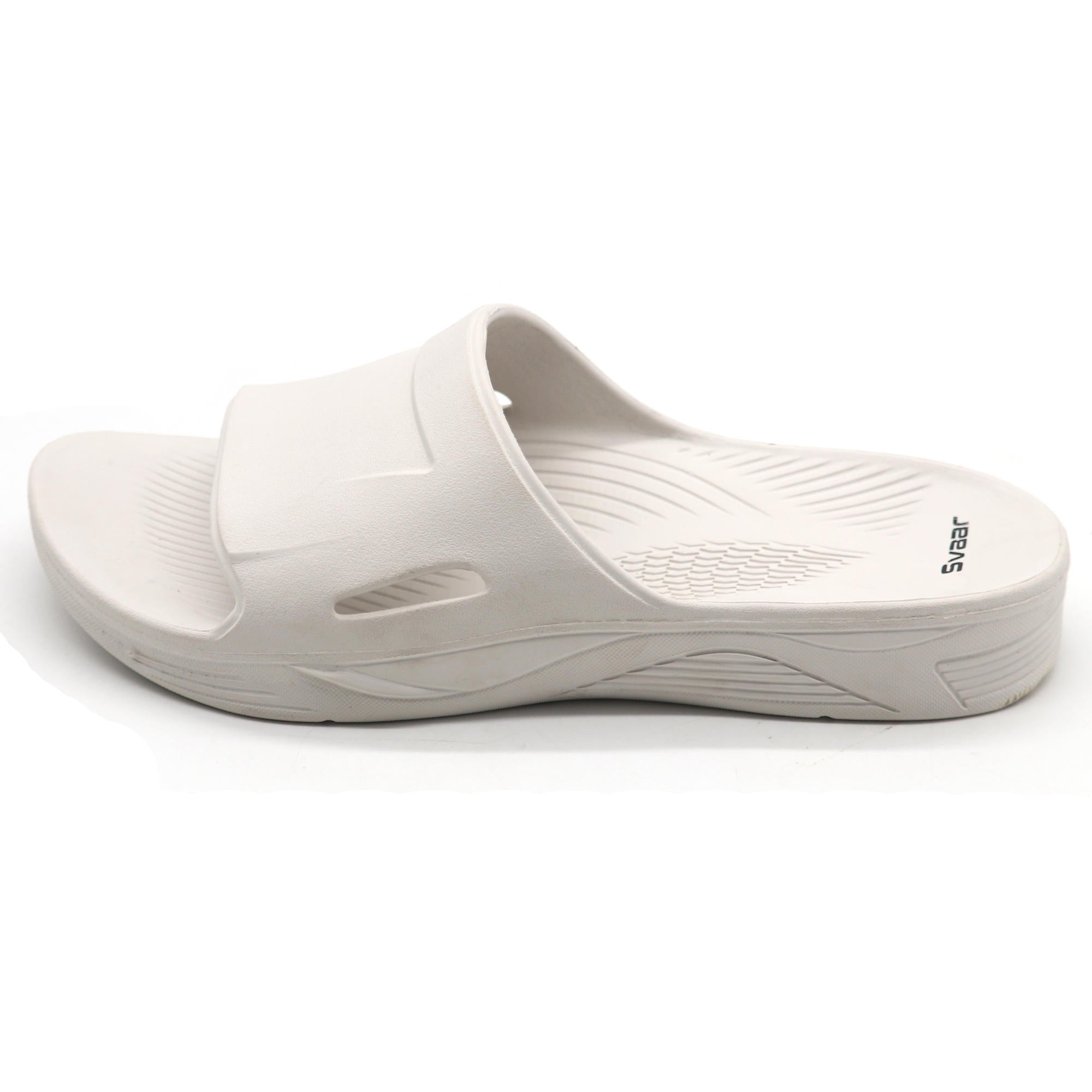 SVAAR EveryWear Sliders for Men || Comfortable Indoor Outdoor Slider Slip-on Slippers for Men and Boys-White