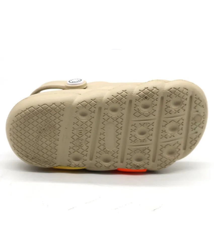 SVAAR Slingback Clog Shoes for Boys & Girls || Indoor & Outdoor Sandals Clogs for Kids with 4 Cartoon Charm-Beige