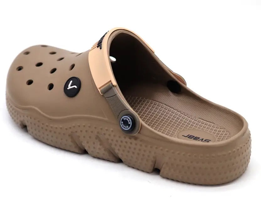 SVAAR Men's Designer Clogs with Adjustable Back Strap for Men - Brown