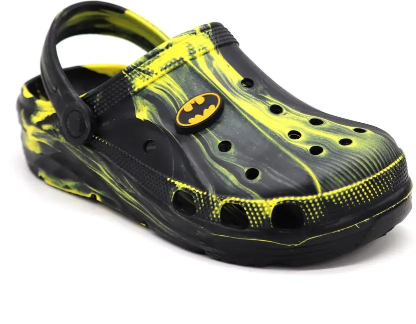 SVAAR x Batman Men's Marble Effect Clogs with Authentic Batman Charms and Adjustable Back Strap - Black