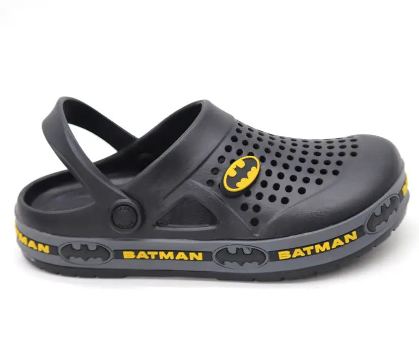 SVAAR Batman Men's Mysterious Clogs with Authentic Batman Charms and Adjustable Back Strap Black