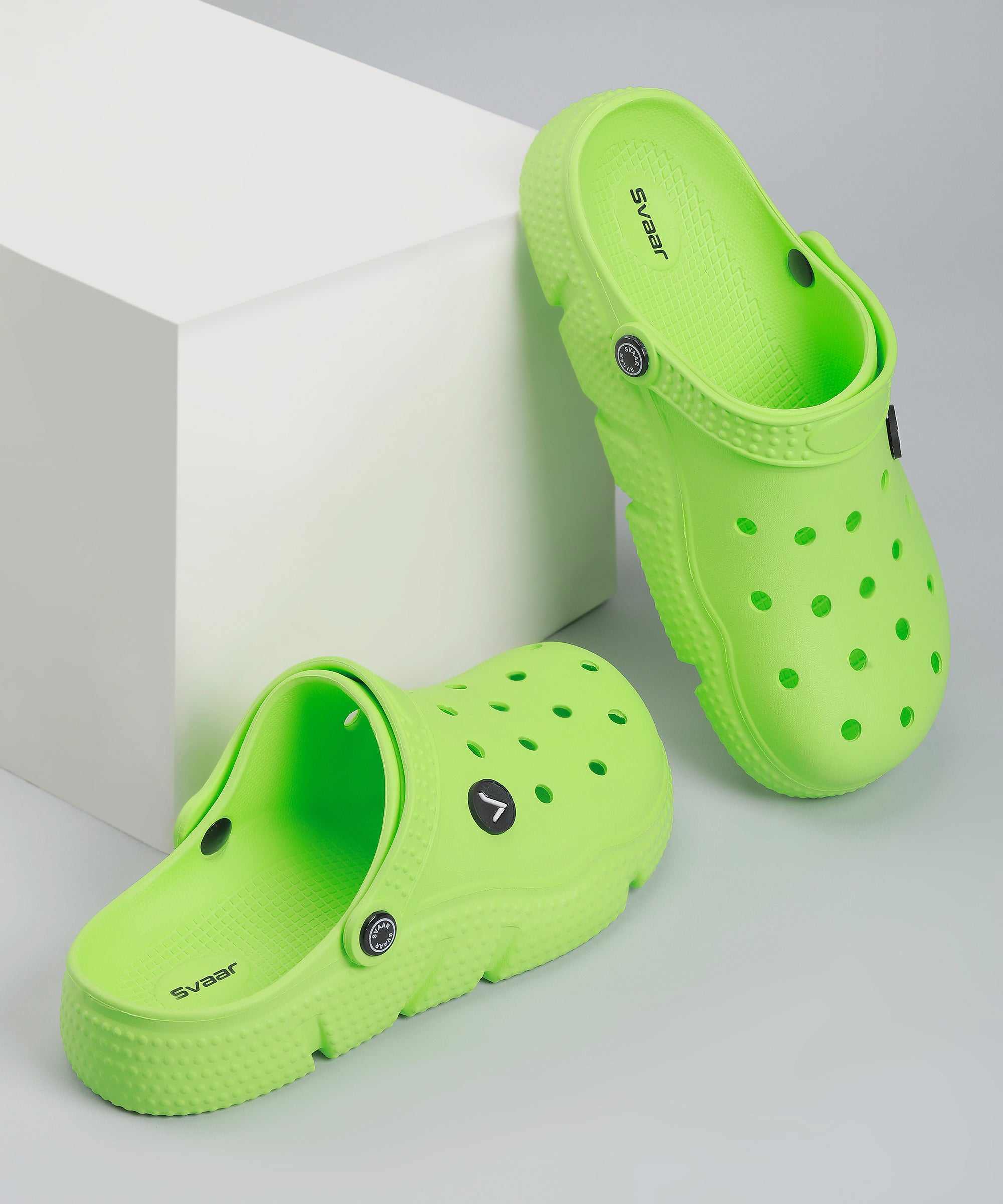 SVAAR Men's Super Comfortable Clogs || Sandals with Adjustable Back Strap for Men-Parrot Green