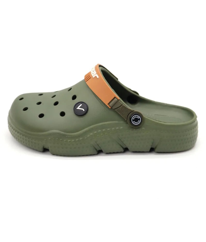 SVAAR Designer Clogs With Adjustable Back Strap For Men - Olive
