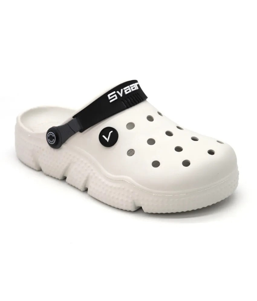 SVAAR Designer Clogs With Adjustable Back Strap For Men - Off White