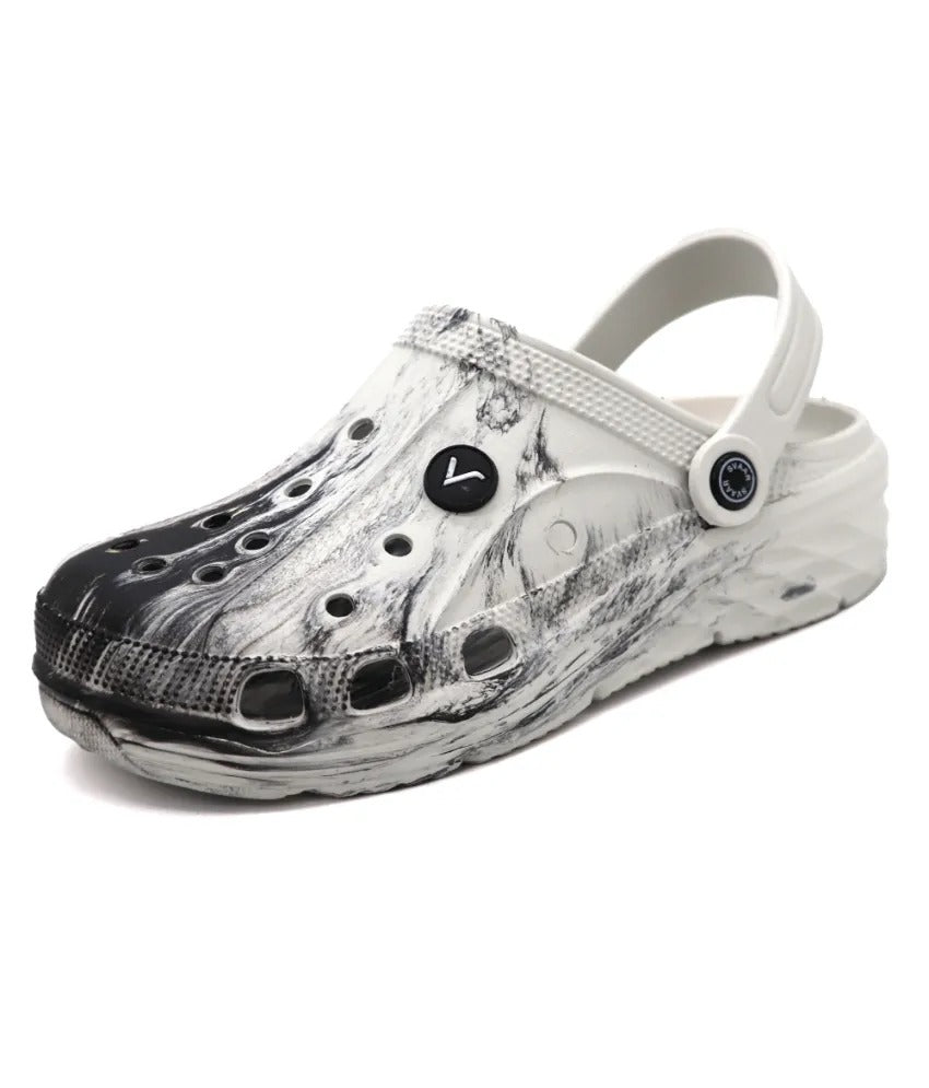SVAAR Men's Marble Effect Classic Clogs with Adjustable Back Strap for Men