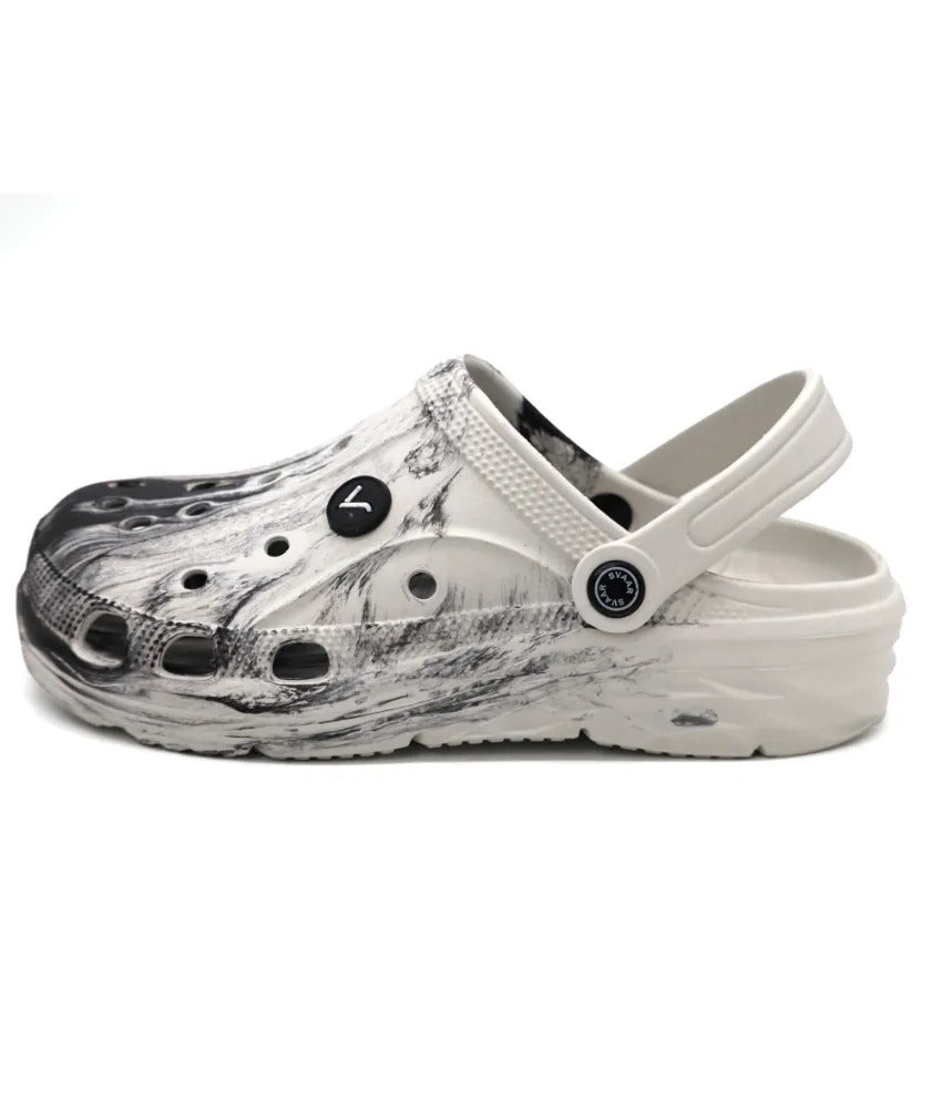 SVAAR Men's Marble Effect Classic Clogs with Adjustable Back Strap for Men