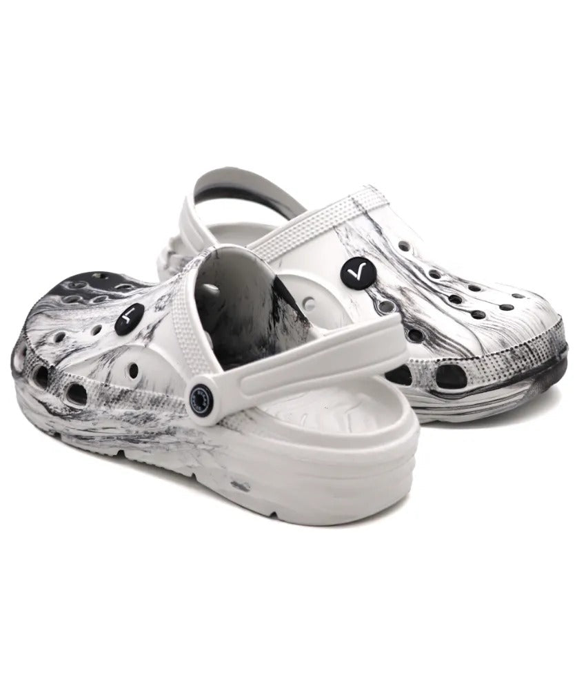 SVAAR Men's Marble Effect Classic Clogs with Adjustable Back Strap for Men