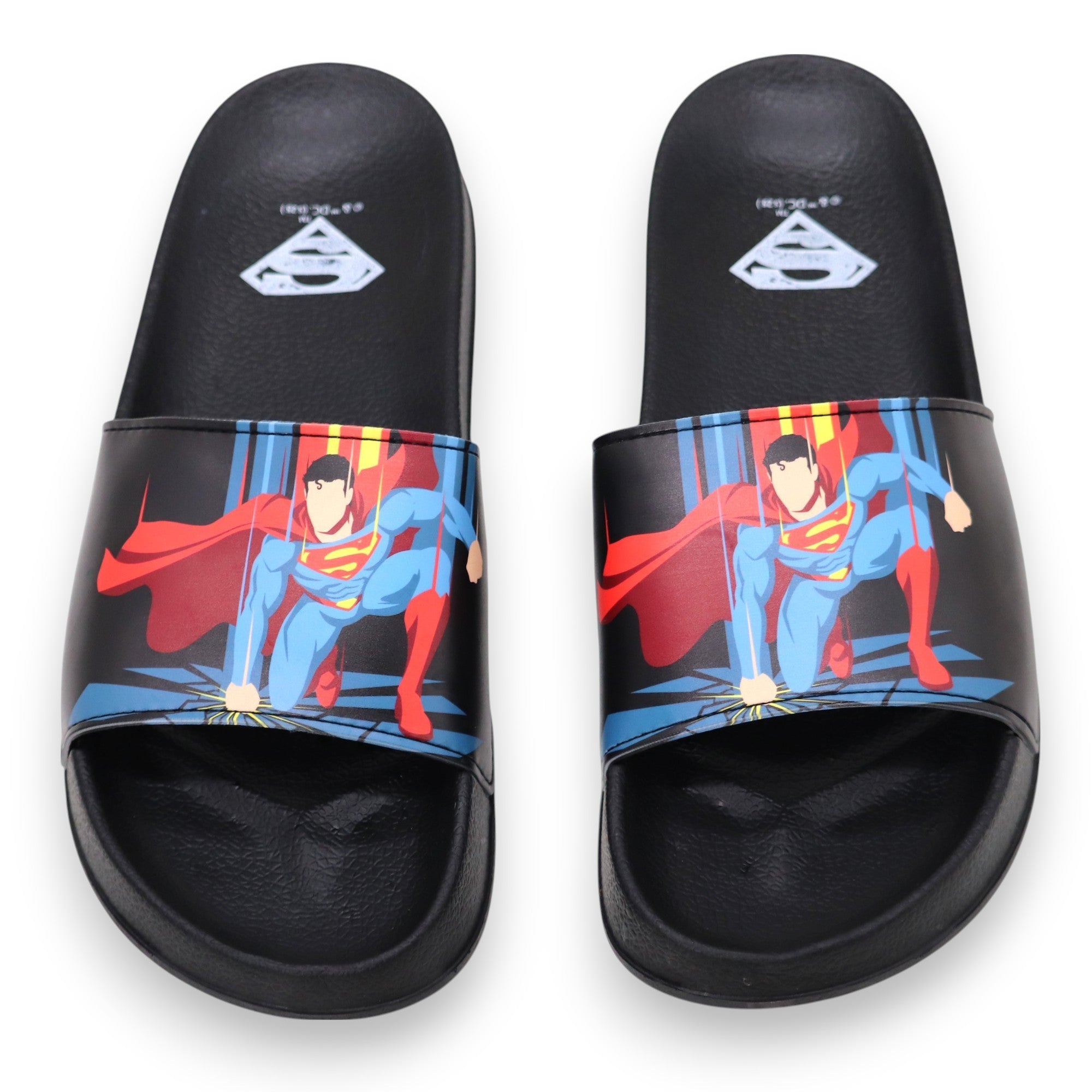 SVAAR x Superman Slides for Men & Boys | Cushioned, Anti-Slip, Lightweight-Black