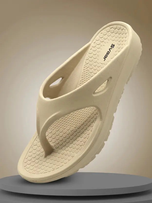 SVAAR Relaxed Slippers for Men || Comfortable Indoor Outdoor Fashionable Slippers for Boys-Beige