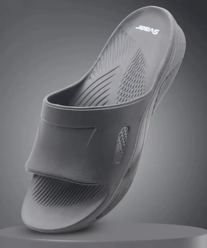 SVAAR EveryWear Sliders for Men || Comfortable Indoor Outdoor Slider Slip-on Slippers for Men and Boys- Grey