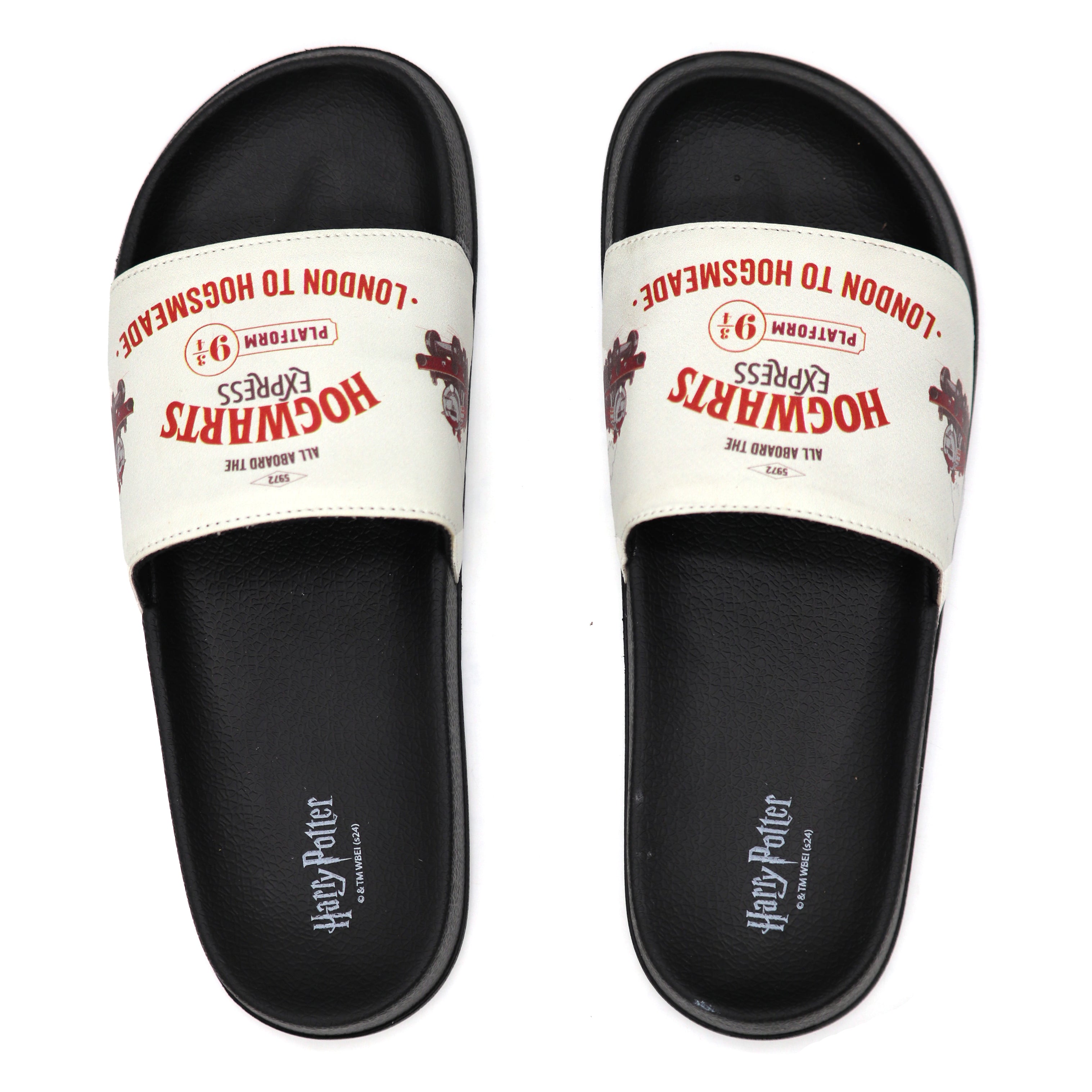 SVAAR Hogwarts Express Slides for Men | Soft Cushioned & Anti-Slip-Black