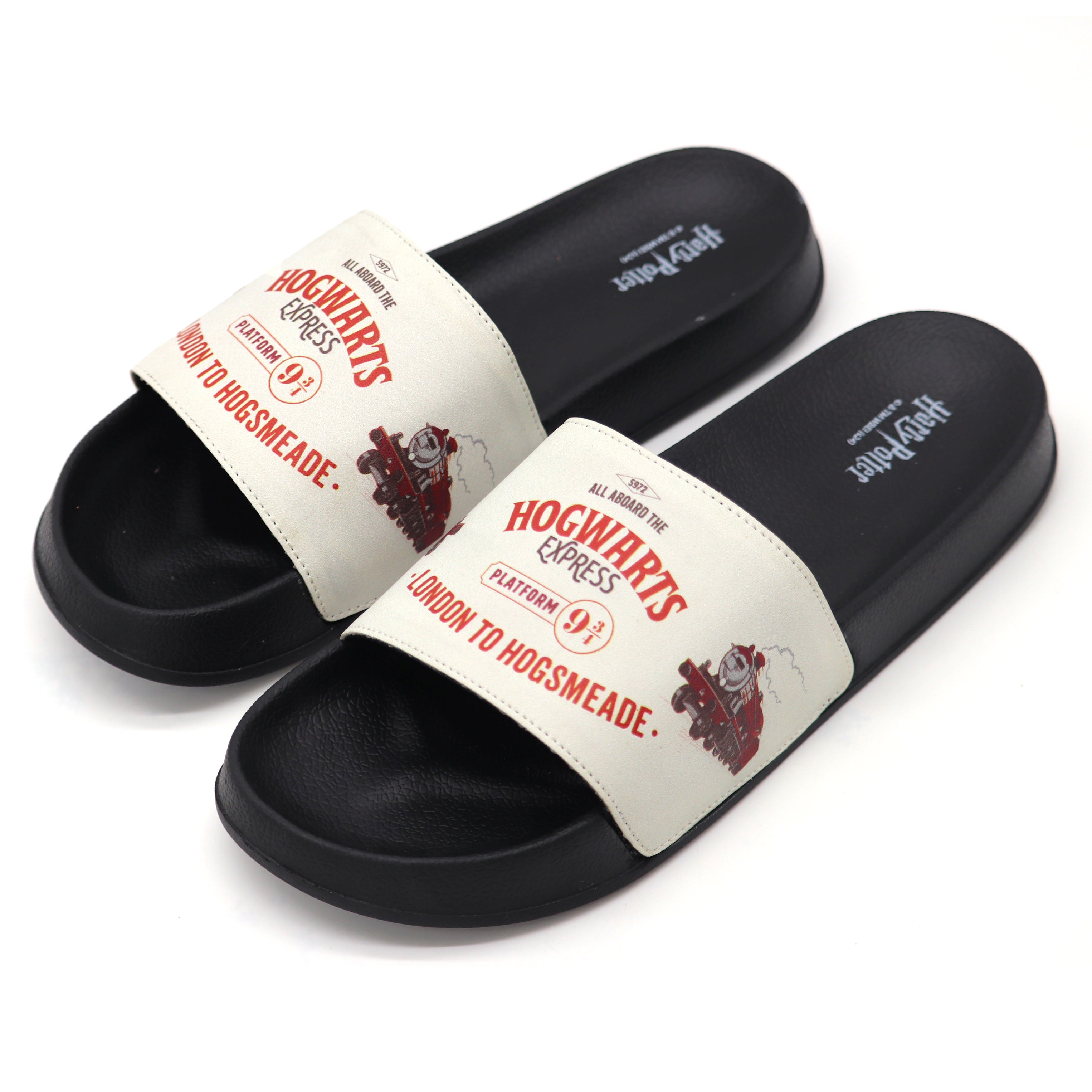 SVAAR Hogwarts Express Slides for Men | Soft Cushioned & Anti-Slip-Black
