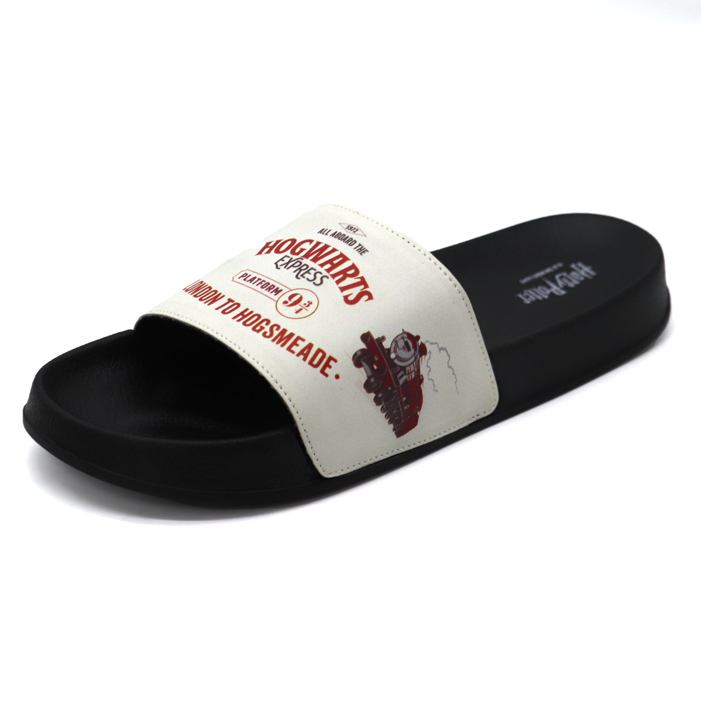 SVAAR Hogwarts Express Slides for Men | Soft Cushioned & Anti-Slip-Black