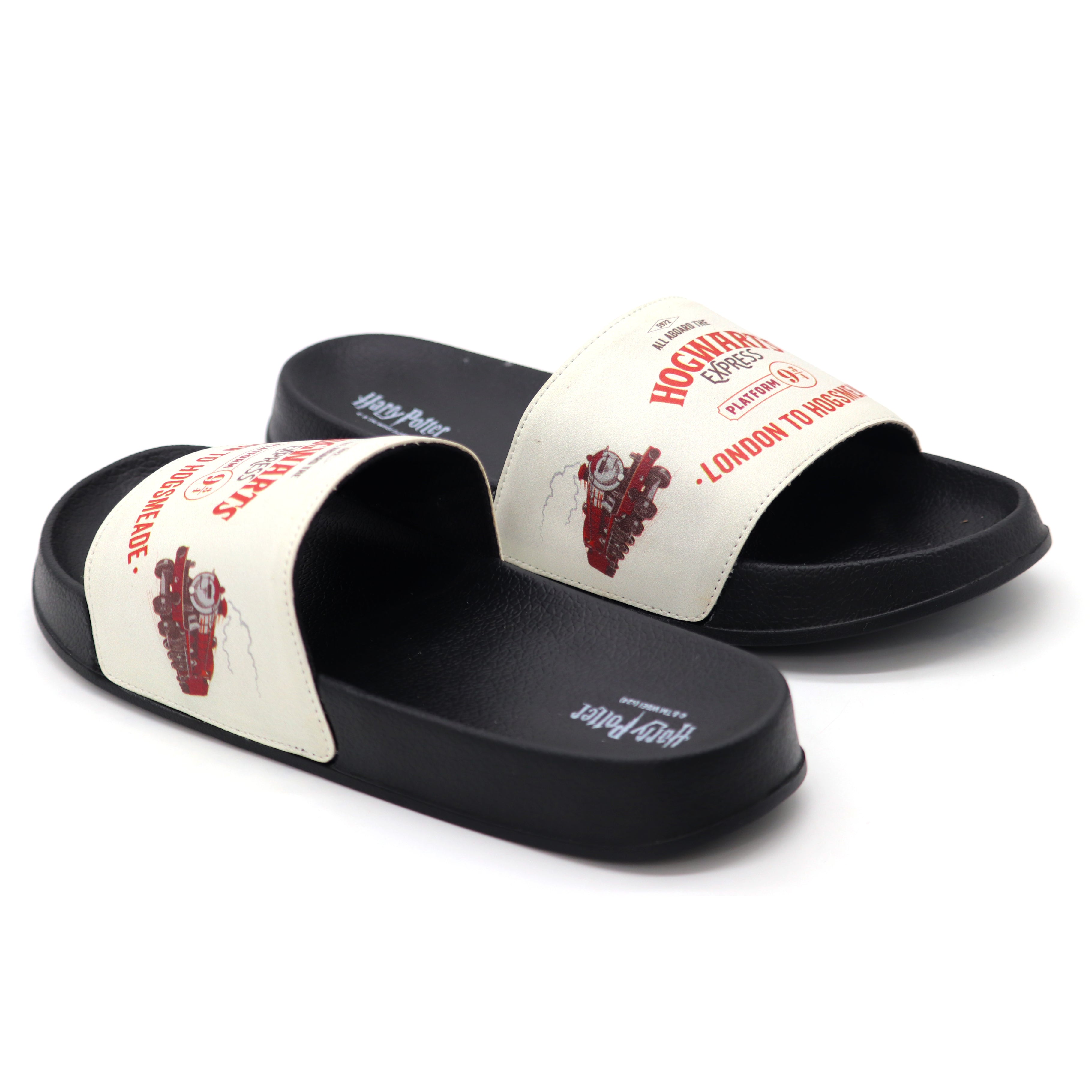 SVAAR Hogwarts Express Slides for Men | Soft Cushioned & Anti-Slip-Black