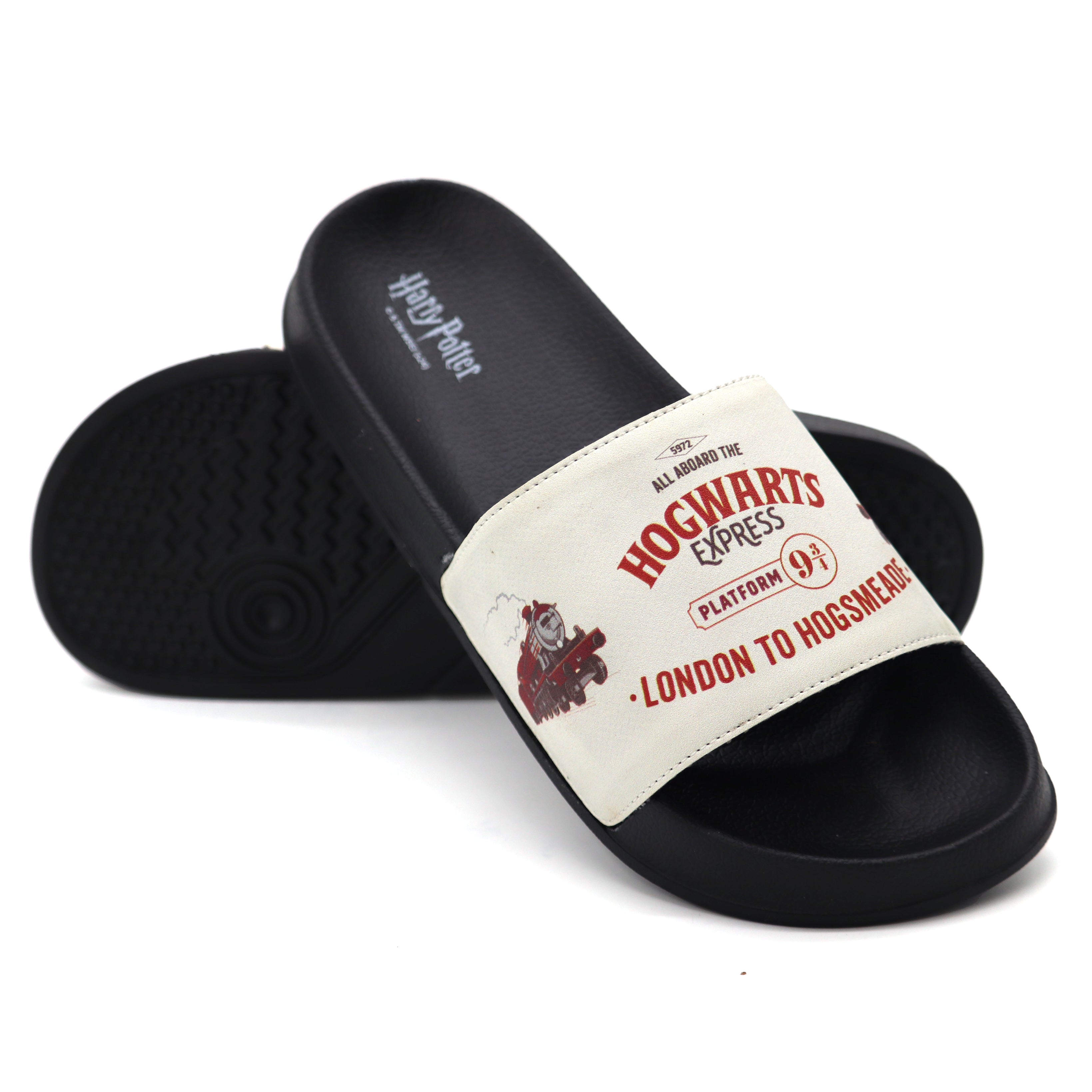 SVAAR Hogwarts Express Slides for Men | Soft Cushioned & Anti-Slip-Black