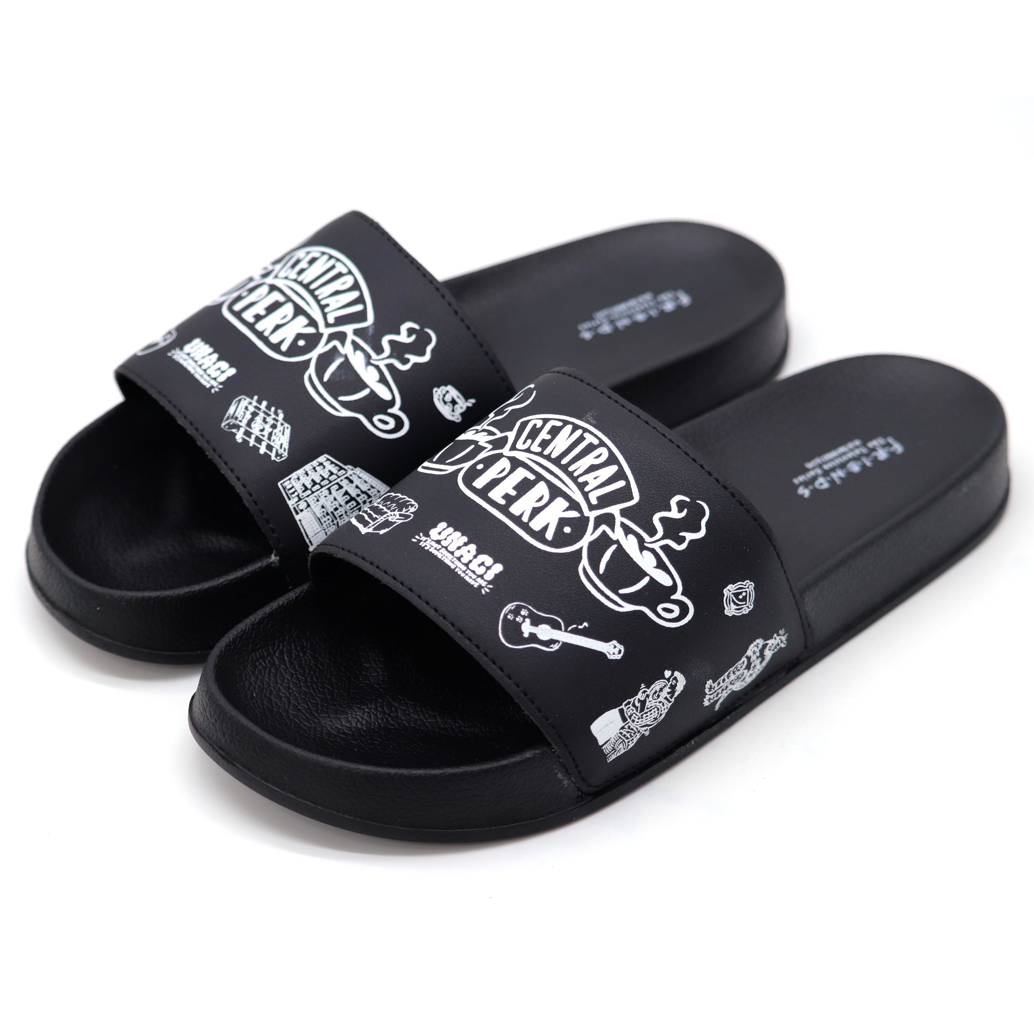 SVAAR x Friends Men’s Slides Soft Cushioned Lightweight Comfortable Slippers-Black