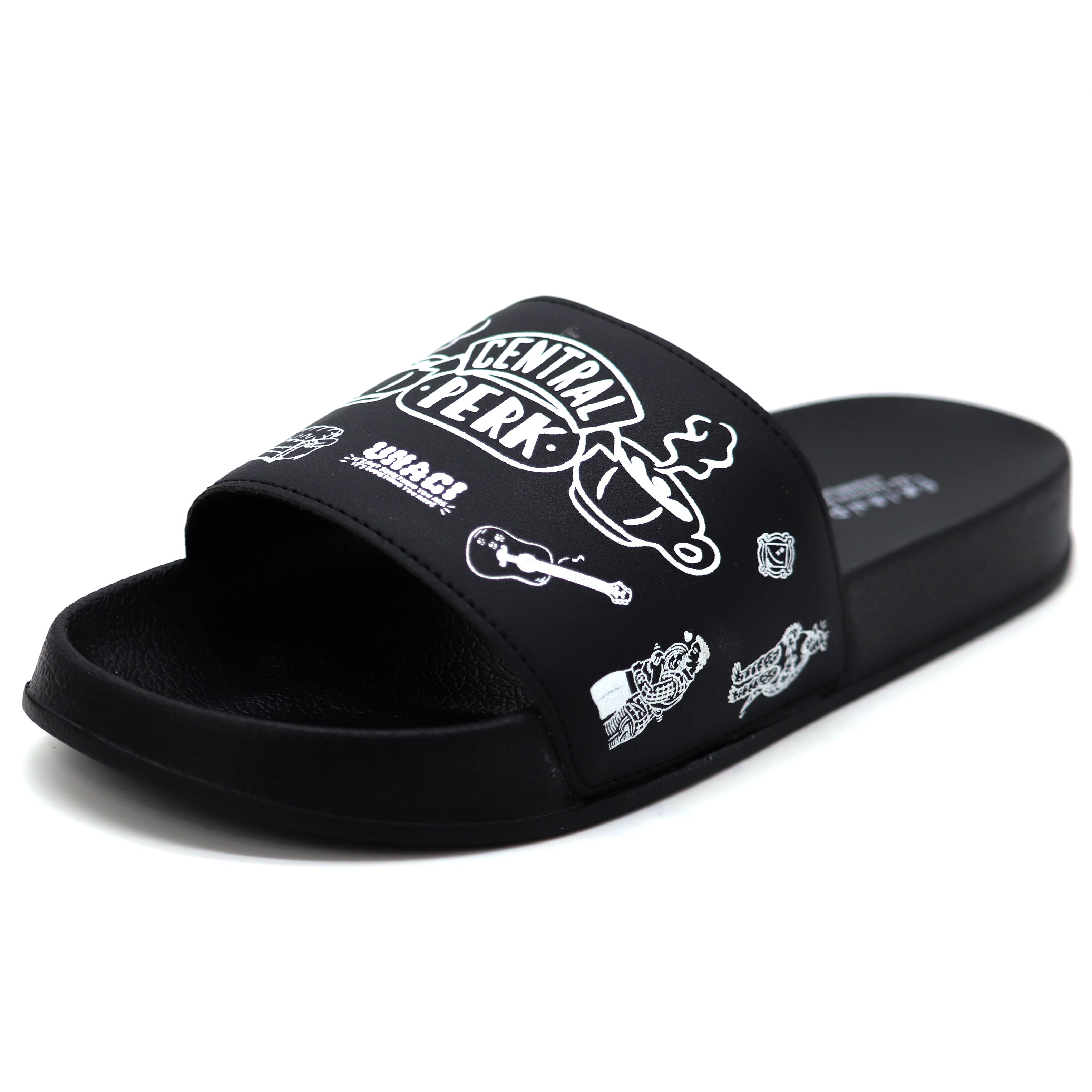 SVAAR x Friends Men’s Slides Soft Cushioned Lightweight Comfortable Slippers-Black