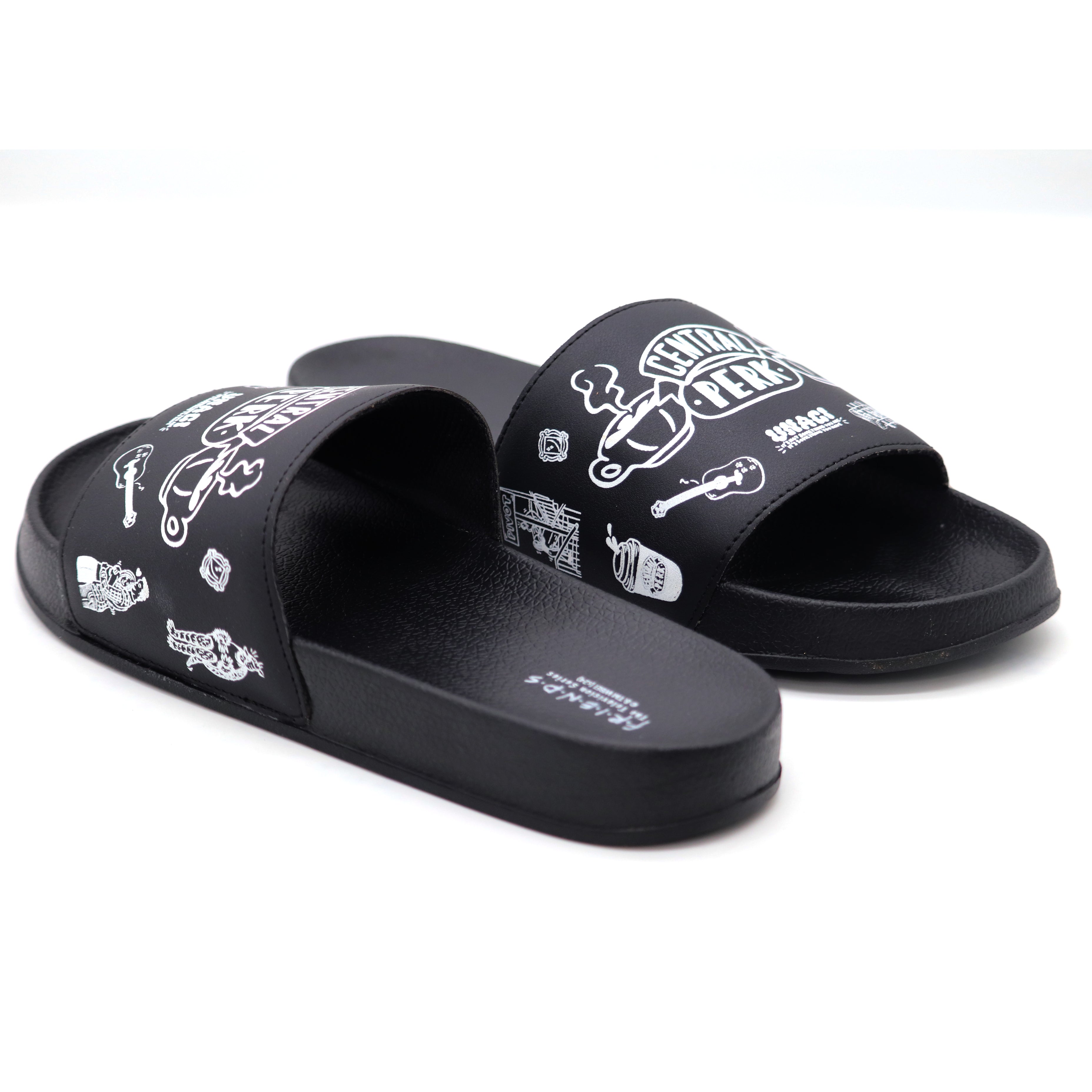 SVAAR x Friends Men’s Slides Soft Cushioned Lightweight Comfortable Slippers-Black