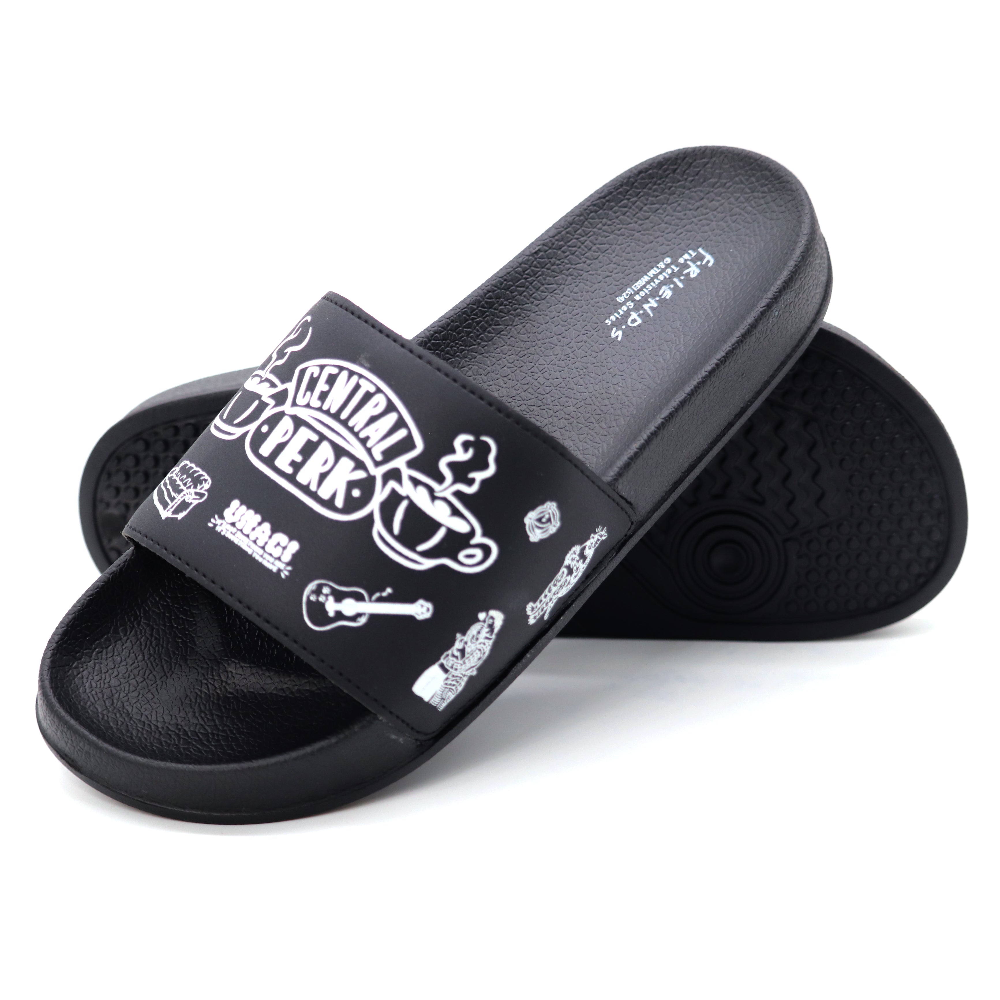 Svaar x Friends Men’s Slides – Cushioned, Anti-Slip, Lightweight Slippers – Black