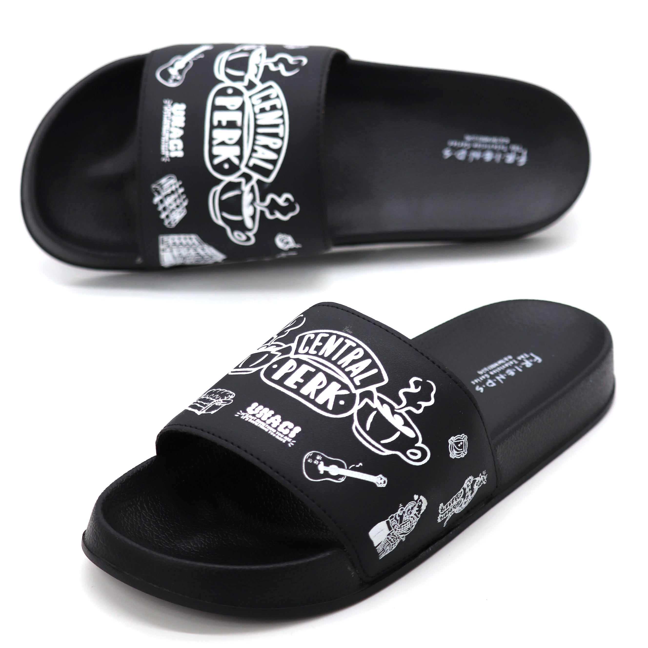 SVAAR x Friends Men’s Slides Soft Cushioned Lightweight Comfortable Slippers-Black