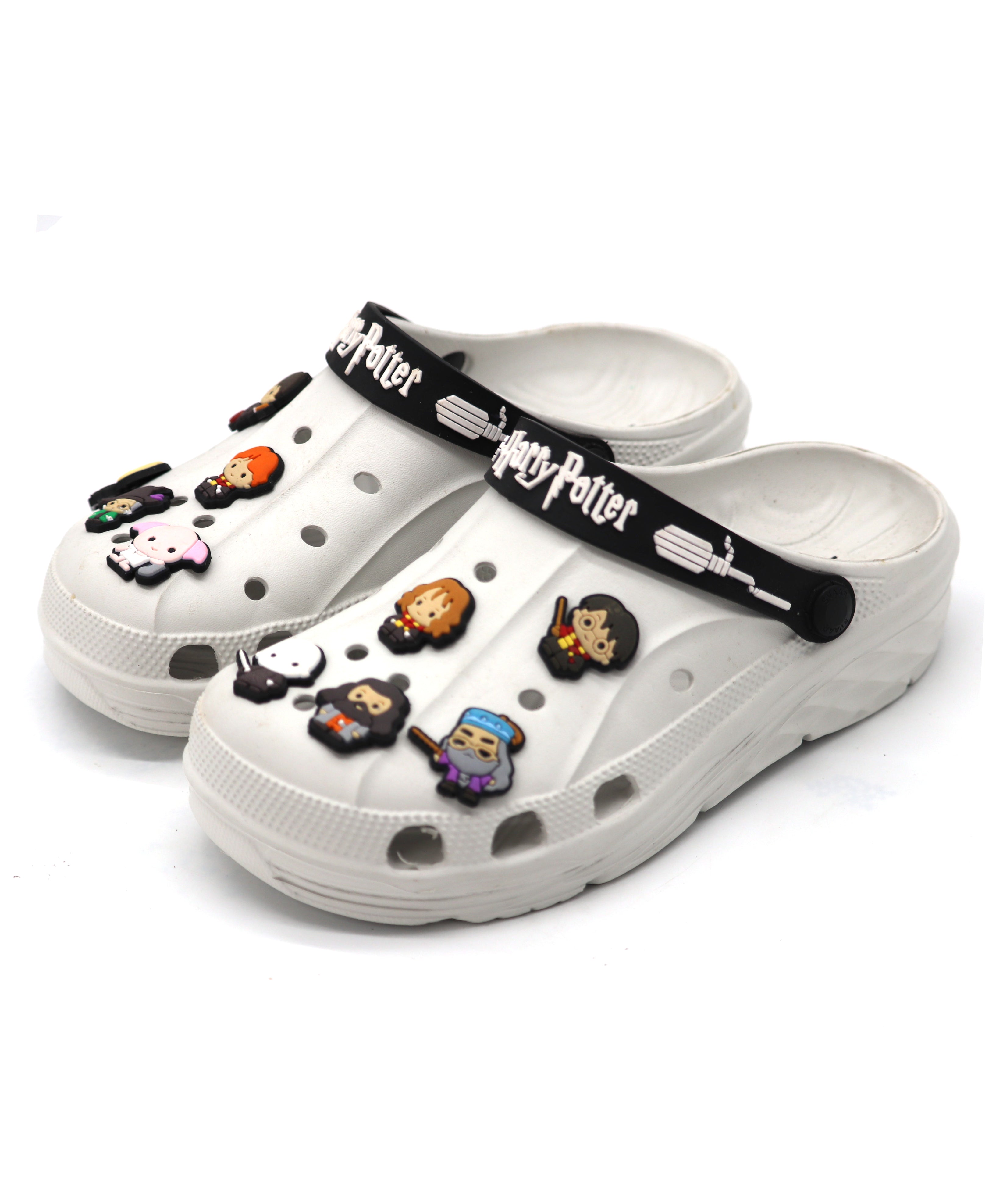 SVAAR x Harry Potter Men's Magical Clogs – Includes 10 Authentic Charms & Adjustable Back Strap - White