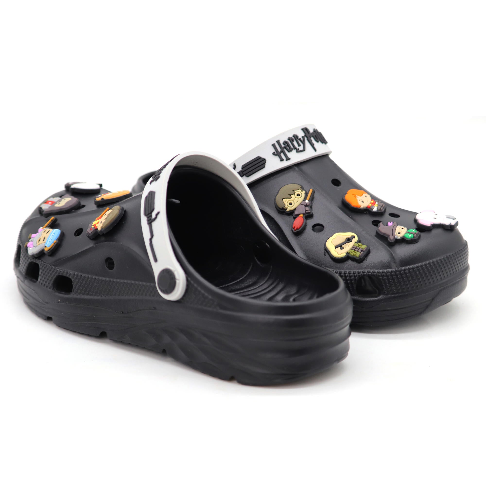 SVAAR x Harry Potter Men's Magical Clogs – Includes 10 Authentic Charms & Adjustable Back Strap - Black