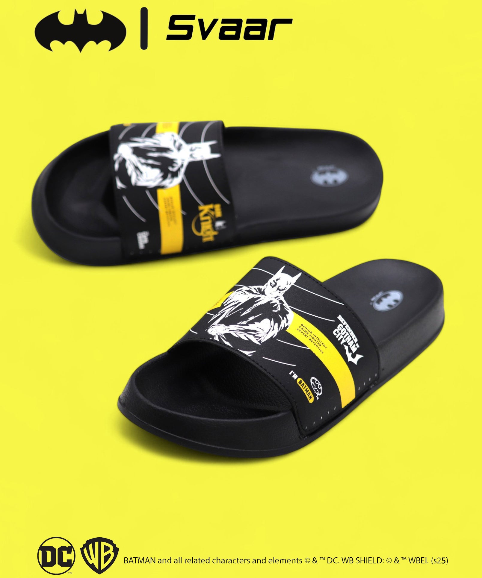 SVAAR Batman Gotham City Men's Sliders – Ultra Soft Cushioned Flip Flops