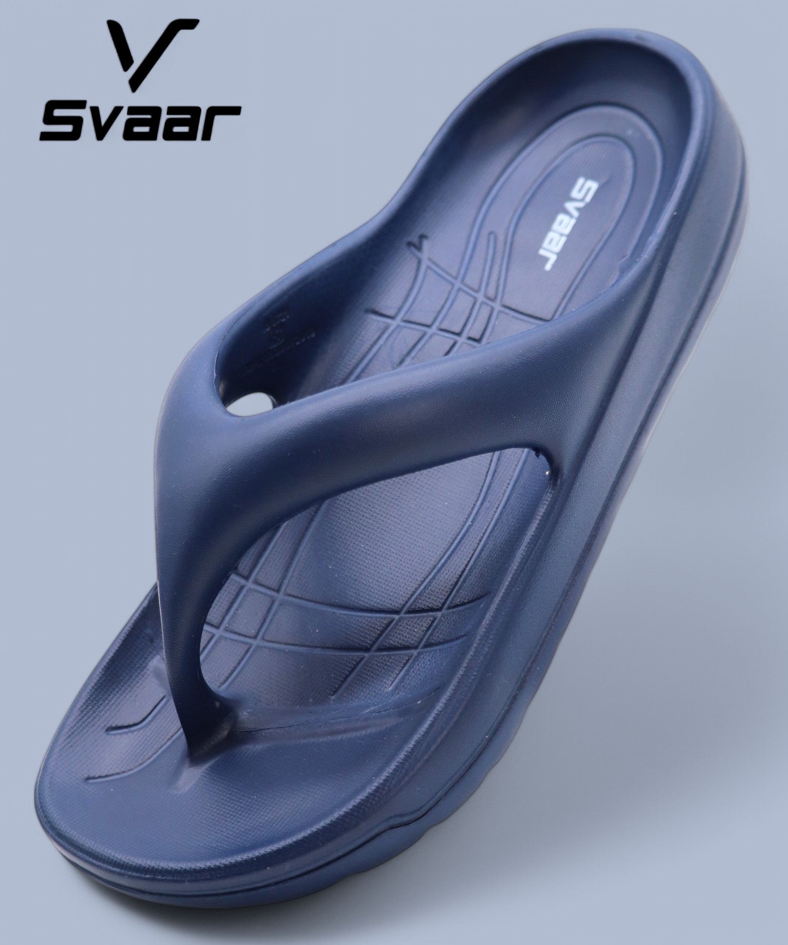 SVAAR Soft EVA Slippers for Men | Stylish Anti-Skid Flip-Flops with Arch Support & Bouncy Sole | Lightweight Indoor Outdoor Comfort-Navy