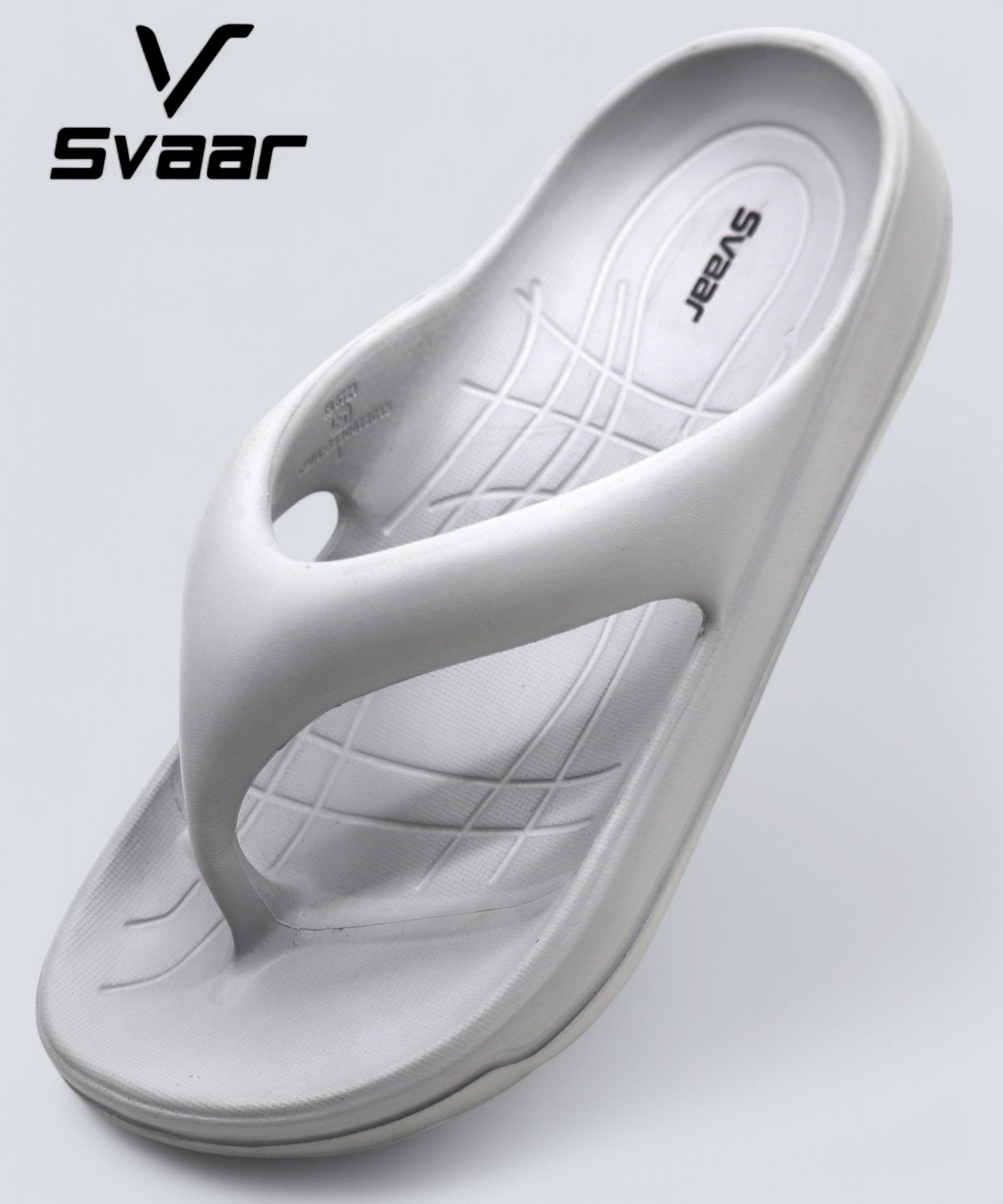 SVAAR Soft EVA Slippers for Men | Stylish Anti-Skid Flip-Flops with Arch Support & Bouncy Sole | Lightweight Indoor Outdoor Comfort-Grey
