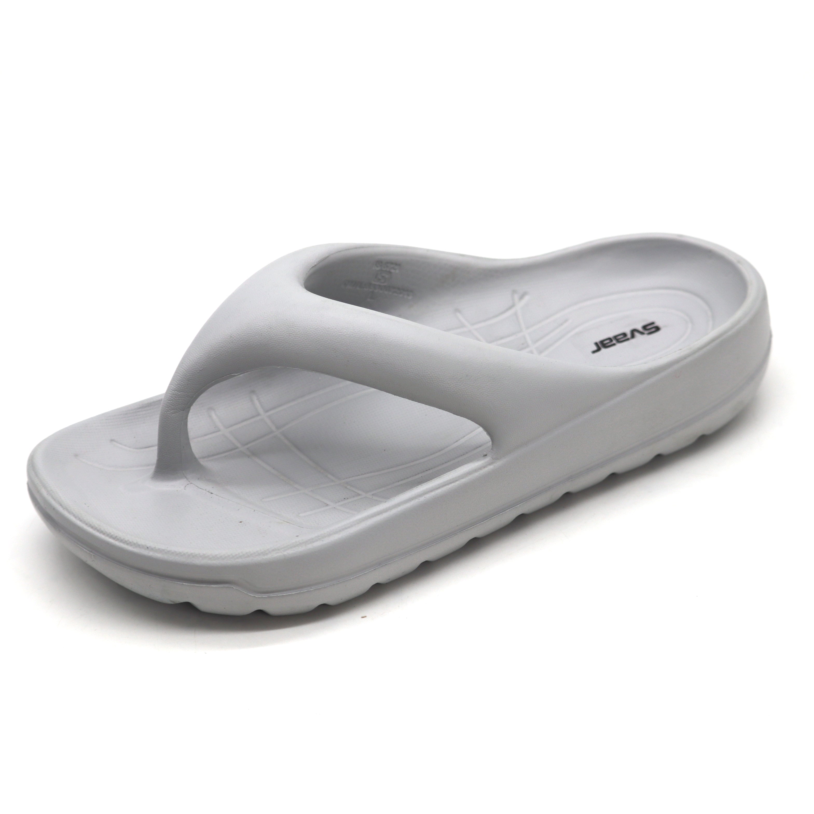 SVAAR Soft EVA Slippers for Men | Stylish Anti-Skid Flip-Flops with Arch Support & Bouncy Sole | Lightweight Indoor Outdoor Comfort-Grey