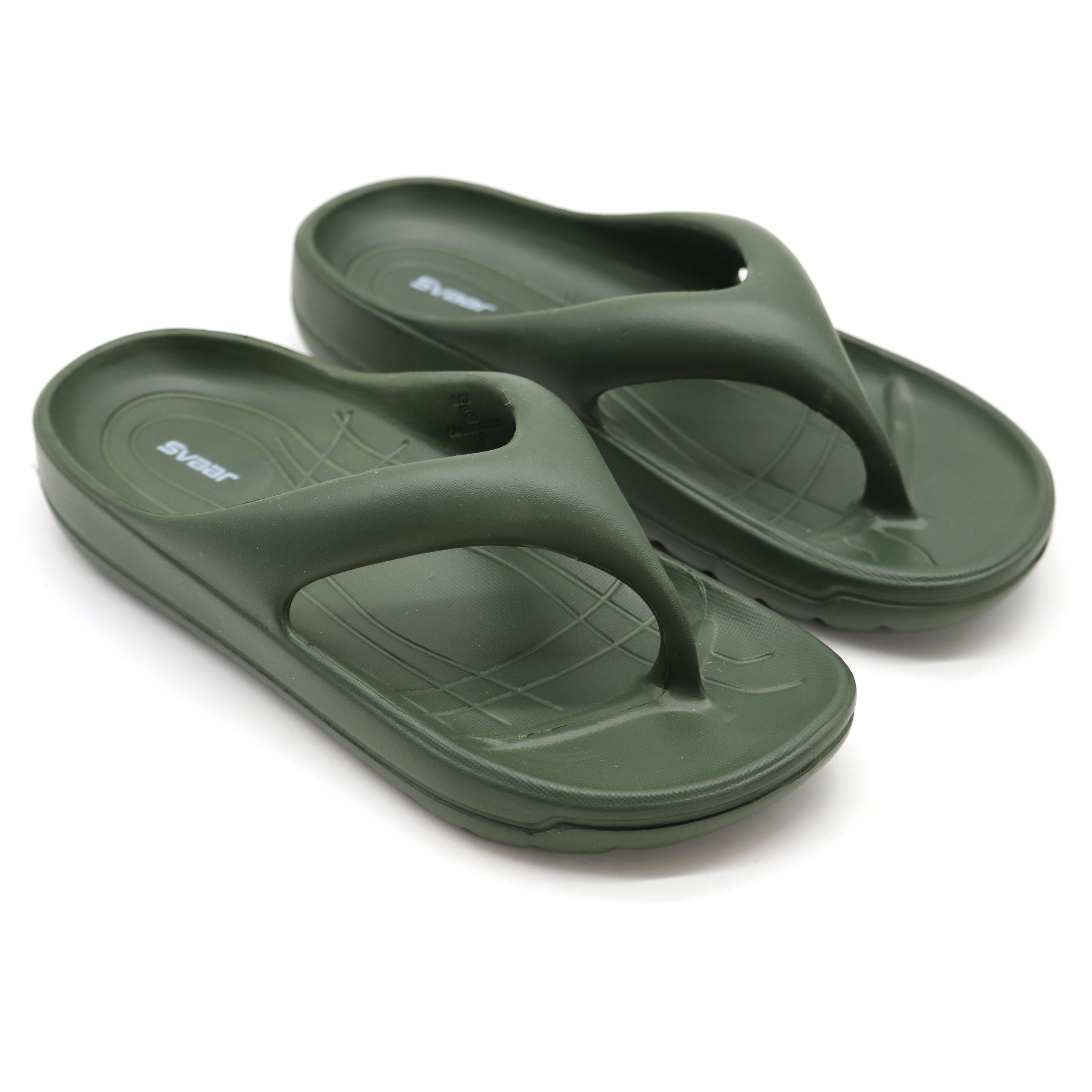 SVAAR Soft EVA Slippers for Men | Stylish Anti-Skid Flip-Flops with Arch Support & Bouncy Sole | Lightweight Indoor Outdoor Comfort-Olive