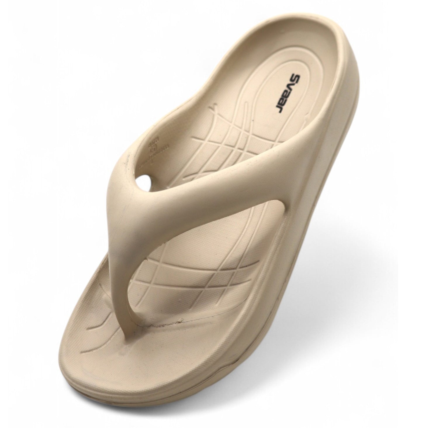 SVAAR Soft EVA Slippers for Men | Stylish Anti-Skid Flip-Flops with Arch Support & Bouncy Sole | Lightweight Indoor Outdoor Comfort-Beige