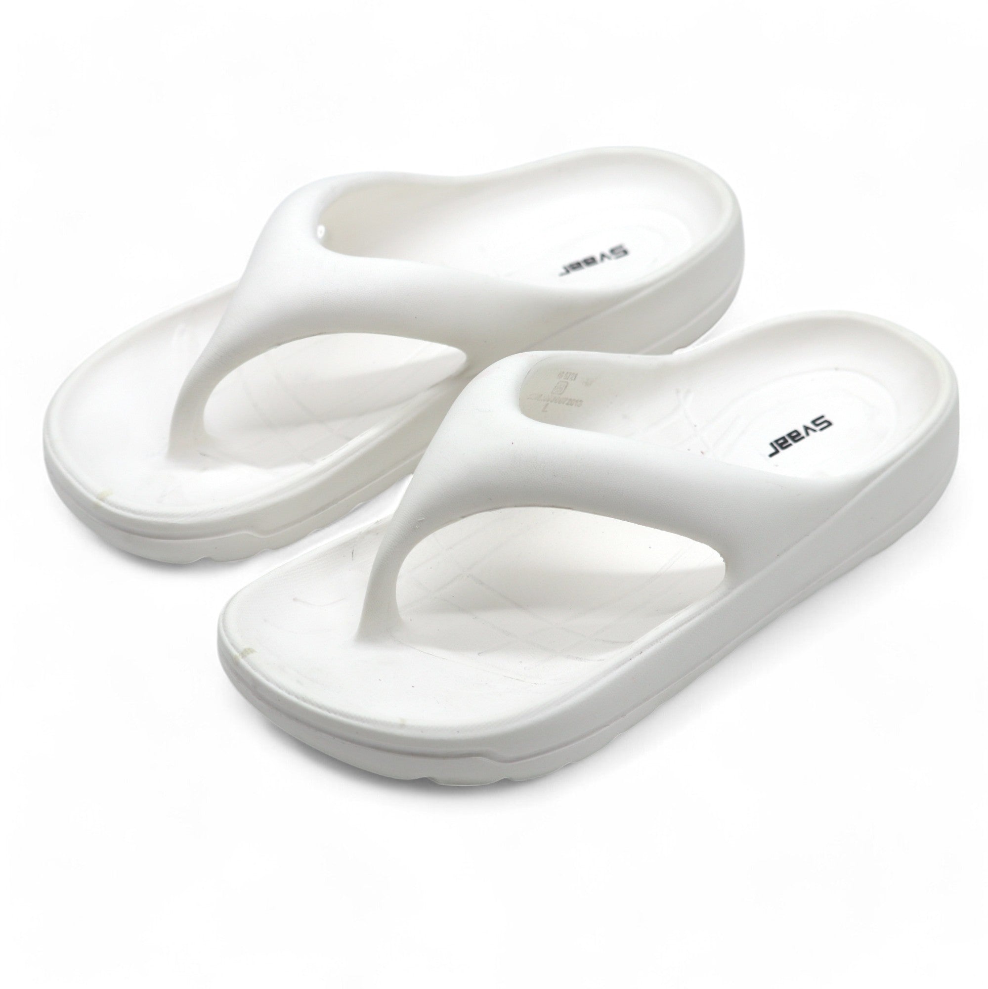 SVAAR Soft EVA Slippers for Men | Stylish Anti-Skid Flip-Flops with Arch Support & Bouncy Sole | Lightweight Indoor Outdoor Comfort-White