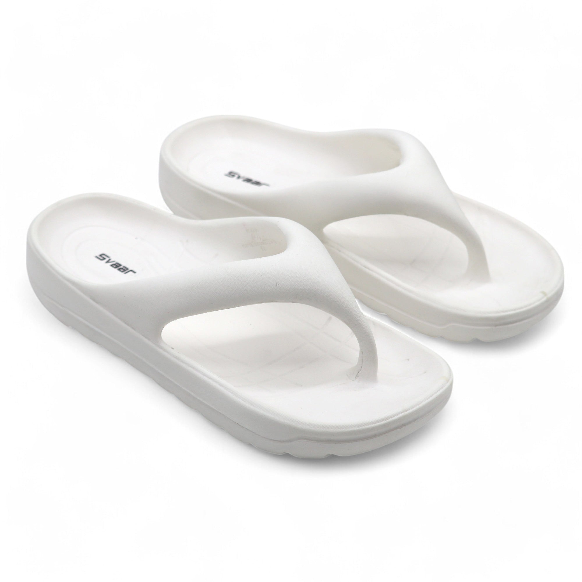 SVAAR Soft EVA Slippers for Men | Stylish Anti-Skid Flip-Flops with Arch Support & Bouncy Sole | Lightweight Indoor Outdoor Comfort-White