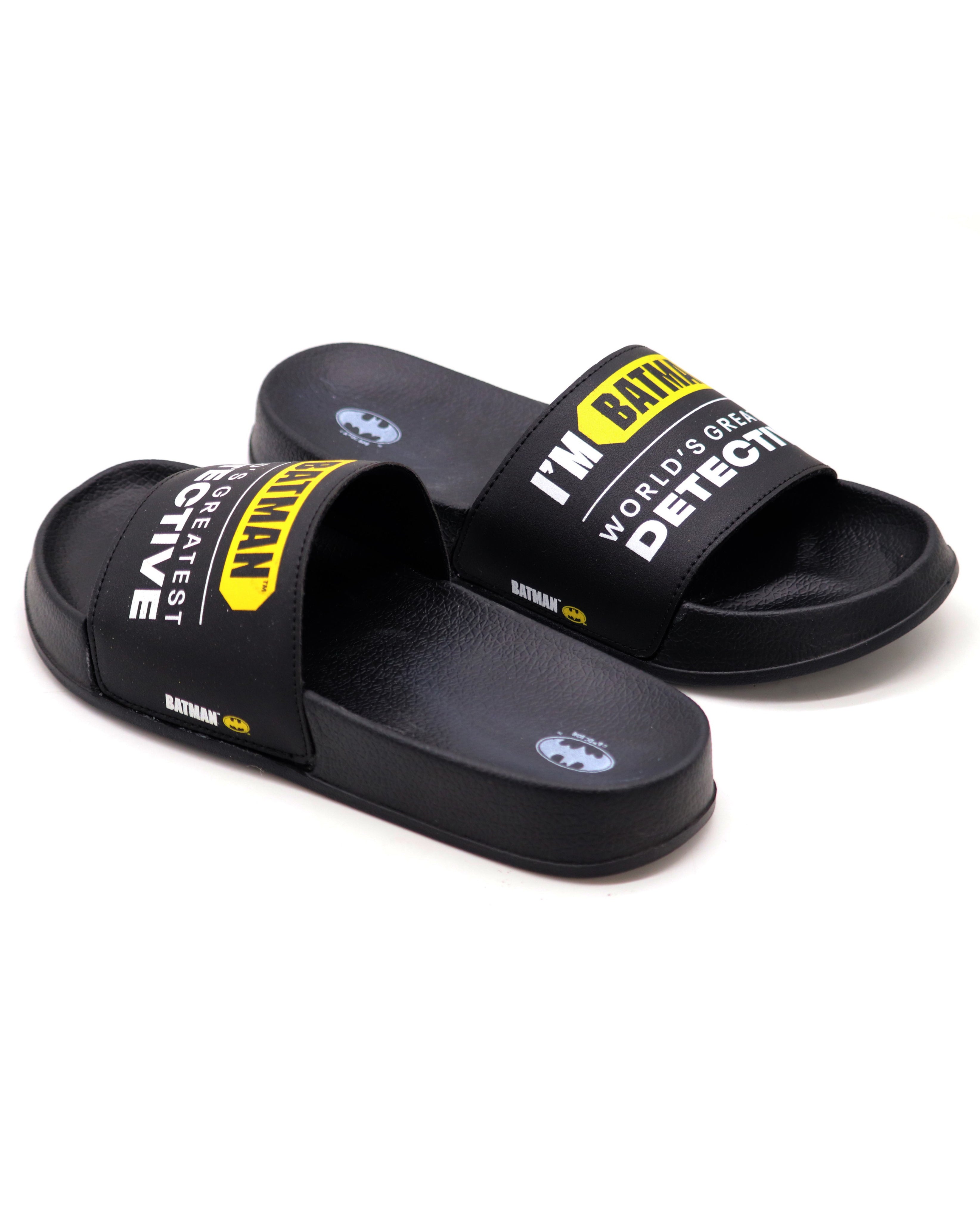 SVAAR Batman Detective Men's Black Sliders – Ultra Soft Cushion Flip Flops