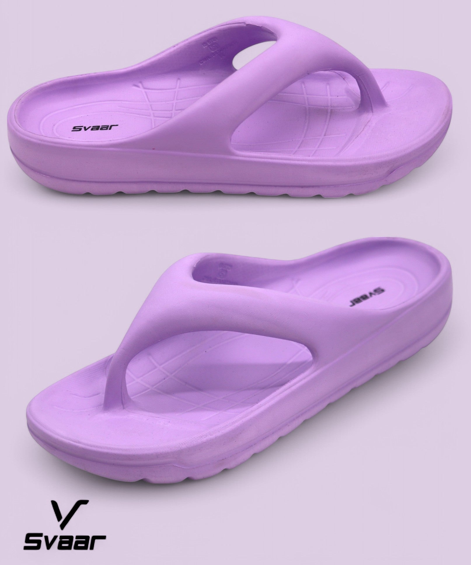 SVAAR Soft EVA Slippers for Men | Stylish Anti-Skid Flip-Flops with Arch Support & Bouncy Sole | Lightweight Indoor Outdoor Comfort-Purple