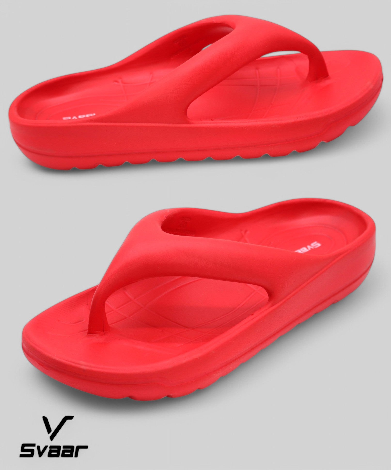 SVAAR Soft EVA Slippers for Men | Stylish Anti-Skid Flip-Flops with Arch Support & Bouncy Sole | Lightweight Indoor Outdoor Comfort-Red