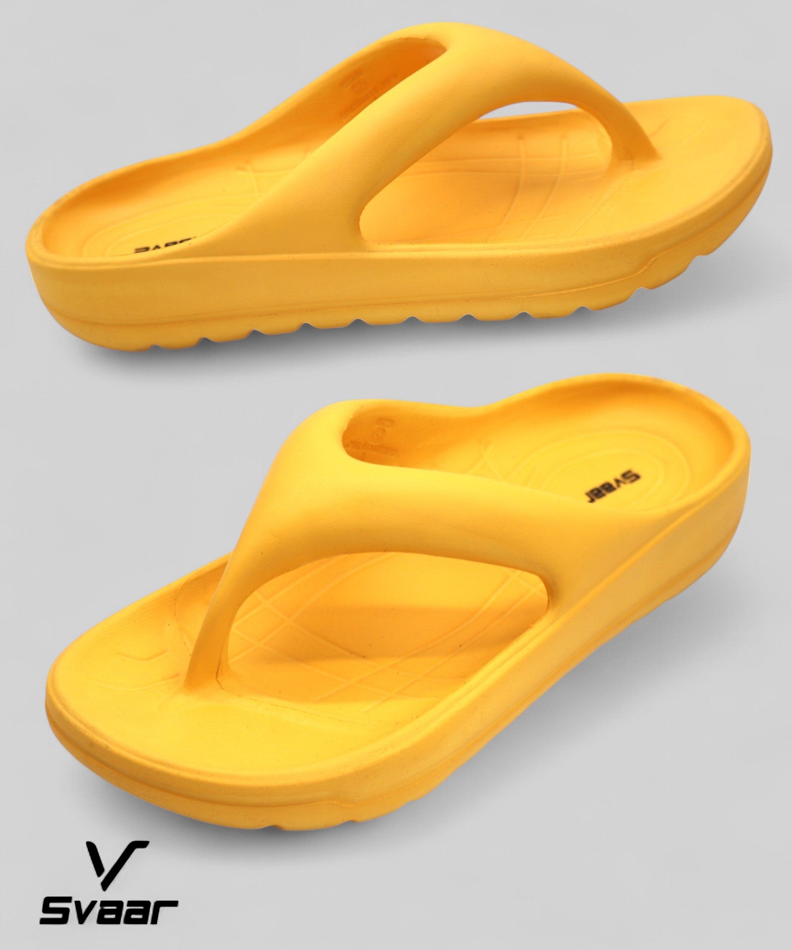 SVAAR Soft EVA Slippers for Men | Stylish Anti-Skid Flip-Flops with Arch Support & Bouncy Sole | Lightweight Indoor Outdoor Comfort-Yellow