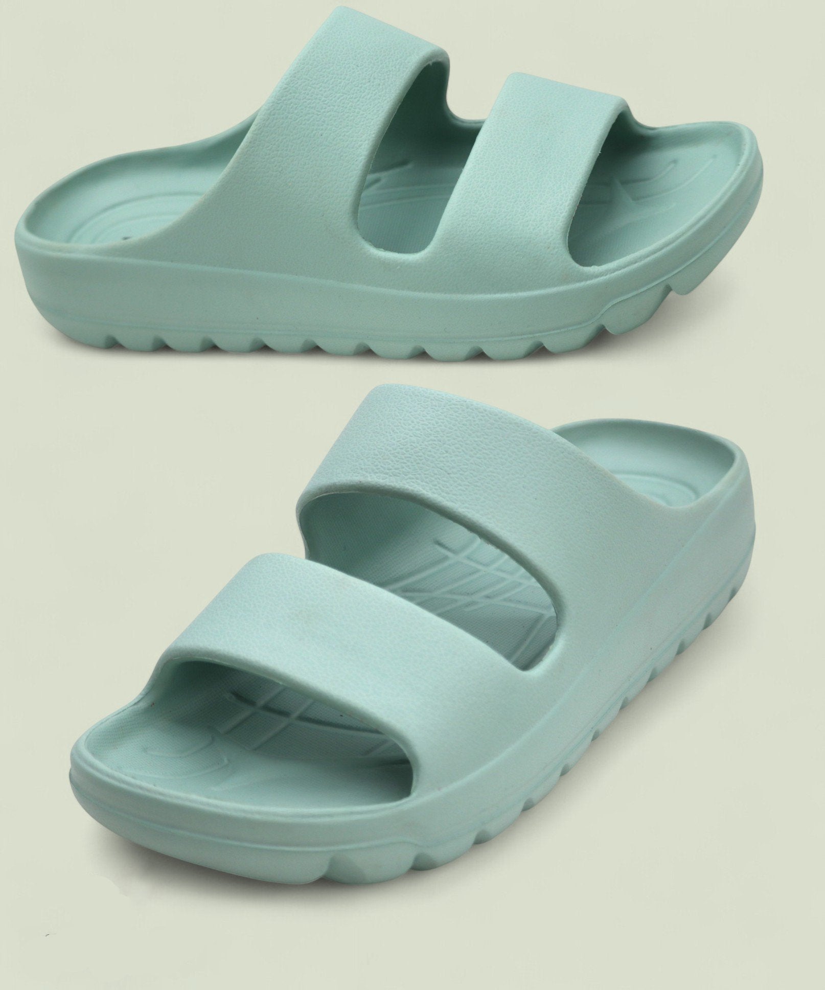 SVAAR Soft EVA Double Strap Slippers for Men | Stylish Anti-Skid Slides with Arch Support & Bouncy Sole | Lightweight Indoor Outdoor Comfort-Melon Green